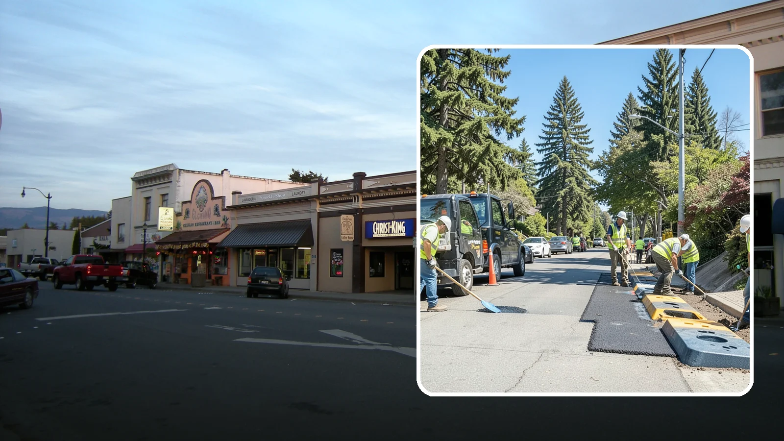 Speed Hump Construction in Burlington, Skagit County, WA - Asphalt speed humps and tables that calm traffic on residential streets and through park zones.