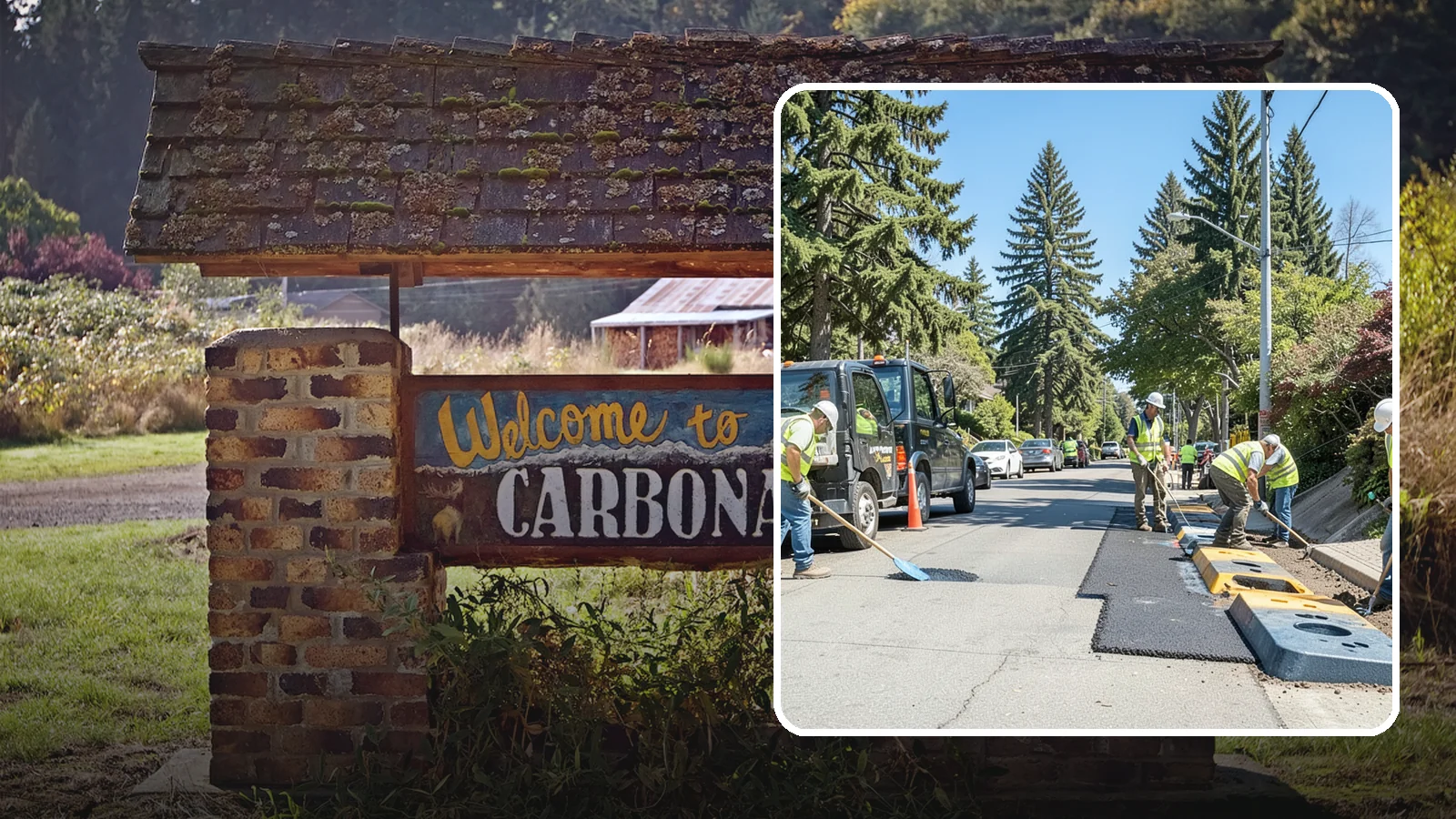 Speed Hump Construction in Carbonado, Pierce County, WA - Asphalt speed humps and tables that calm traffic on residential streets and through park zones.