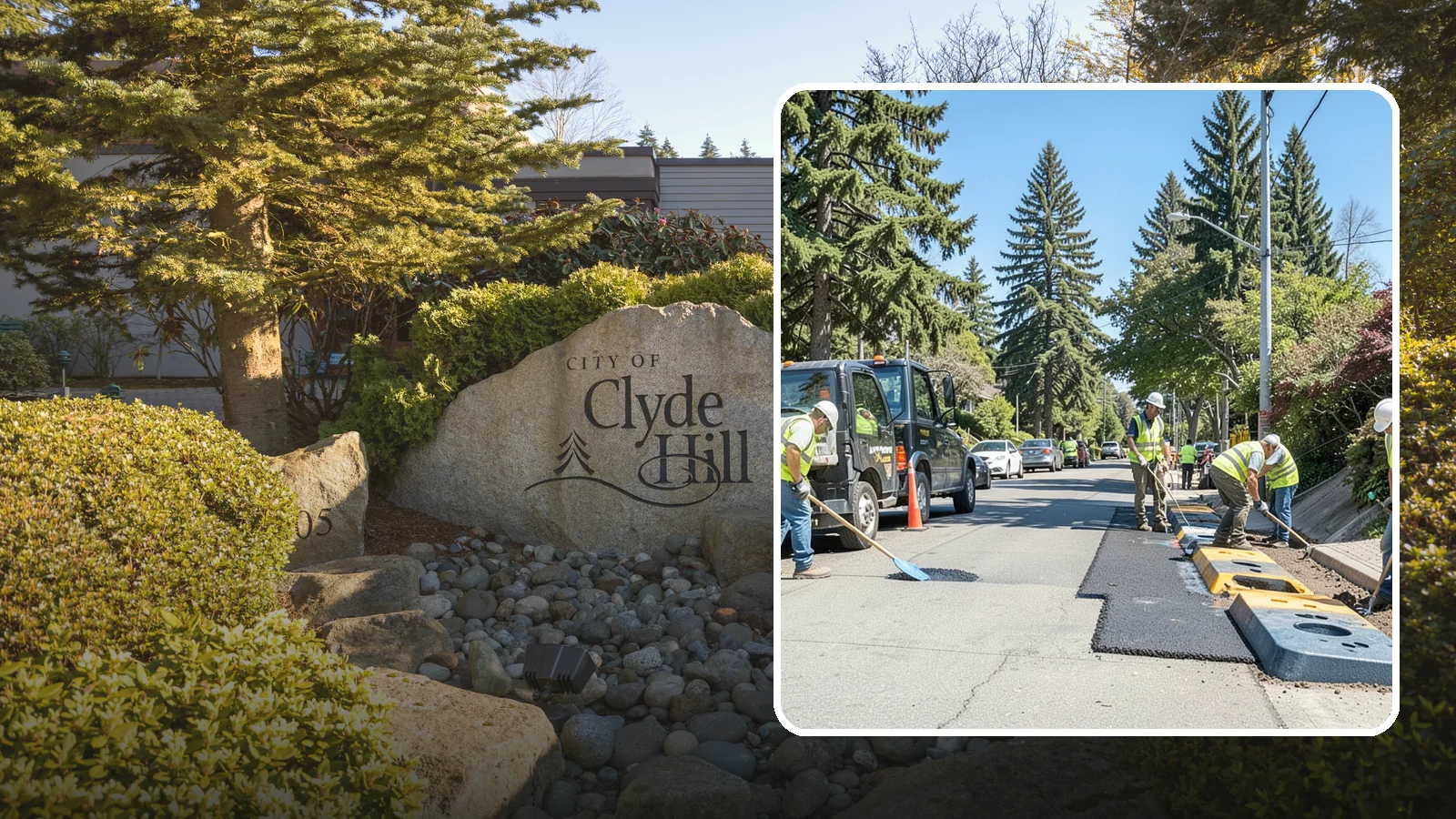 Speed Hump Construction in Clyde Hill, King County, WA - Asphalt speed humps and tables that calm traffic on residential streets and through park zones.
