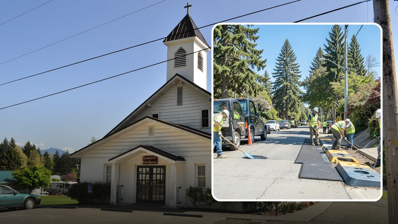 Speed Hump Construction in Concrete, Skagit County, WA - Asphalt speed humps and tables that calm traffic on residential streets and through park zones.