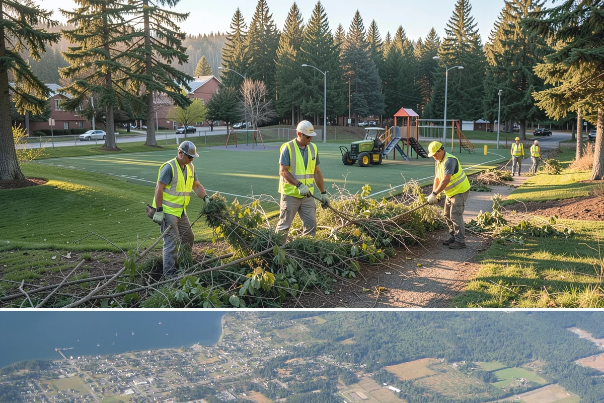 Speed Hump Construction in Coupeville, Island County, WA - Speed humps are placed in warm, dry weather so the asphalt compacts to the precise profile that calming performance depends on.