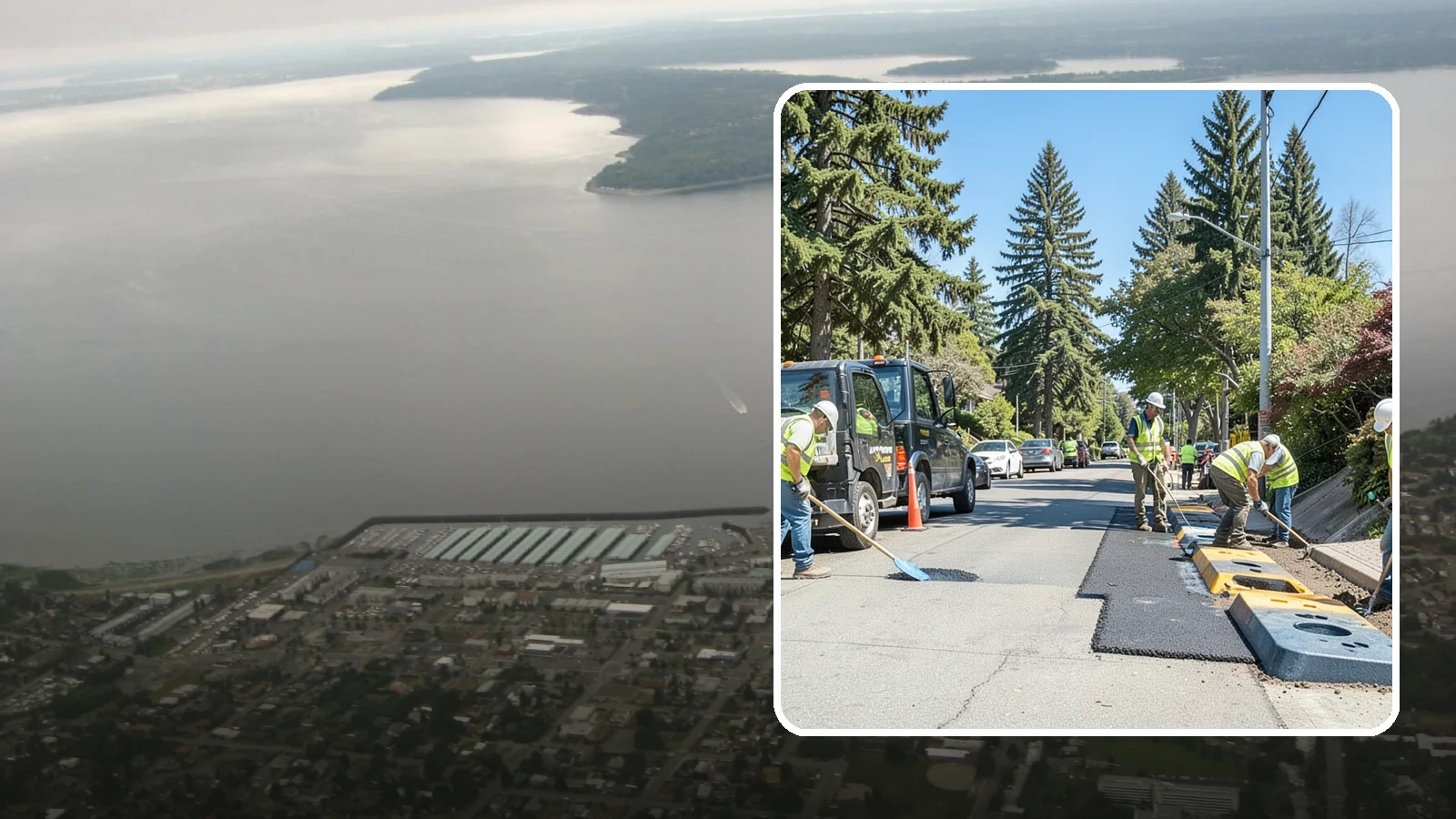 Speed Hump Construction in Des Moines, King County, WA - Asphalt speed humps and tables that calm traffic on residential streets and through park zones.