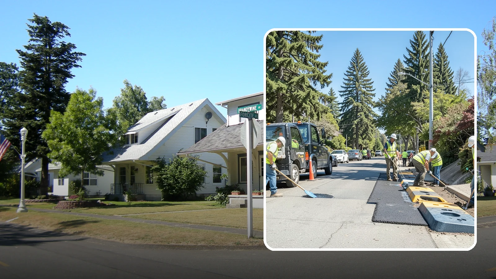 Speed Hump Construction in DuPont, Pierce County, WA - Asphalt speed humps and tables that calm traffic on residential streets and through park zones.