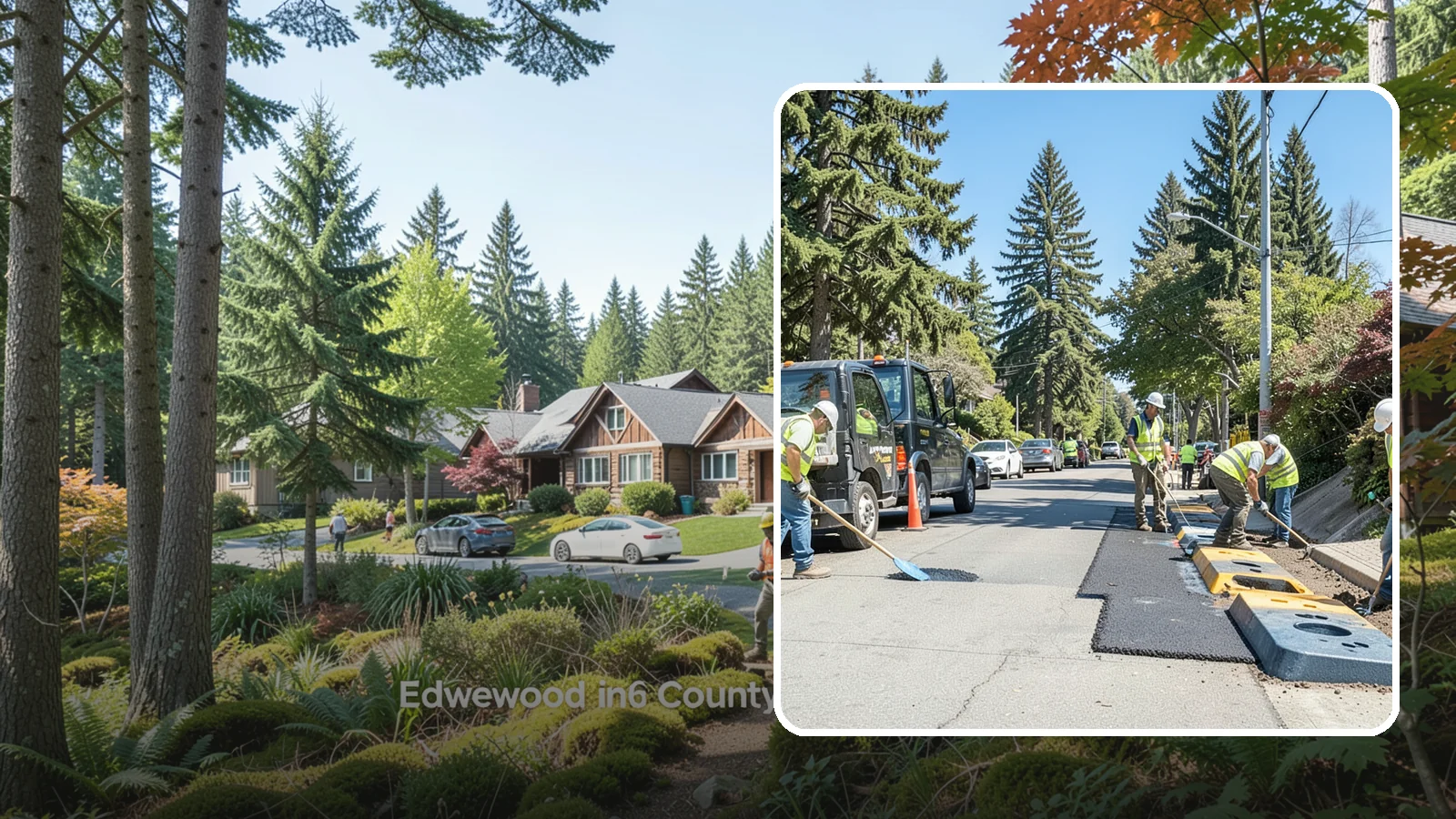 Speed Hump Construction in Edgewood, Pierce County, WA - Asphalt speed humps and tables that calm traffic on residential streets and through park zones.