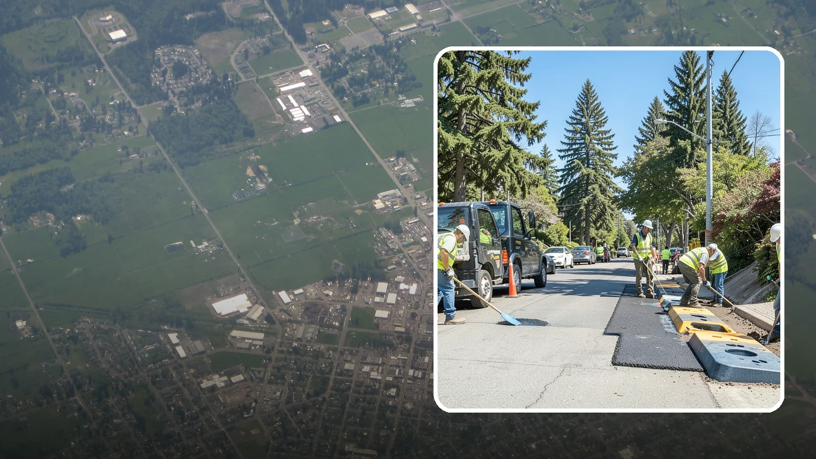 Speed Hump Construction in Enumclaw, King County, WA - Asphalt speed humps and tables that calm traffic on residential streets and through park zones.
