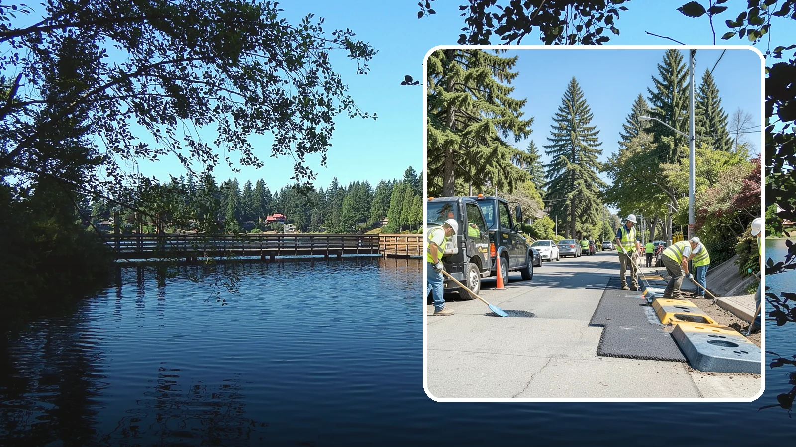 Speed Hump Construction in Federal Way, King County, WA - Asphalt speed humps and tables that calm traffic on residential streets and through park zones.
