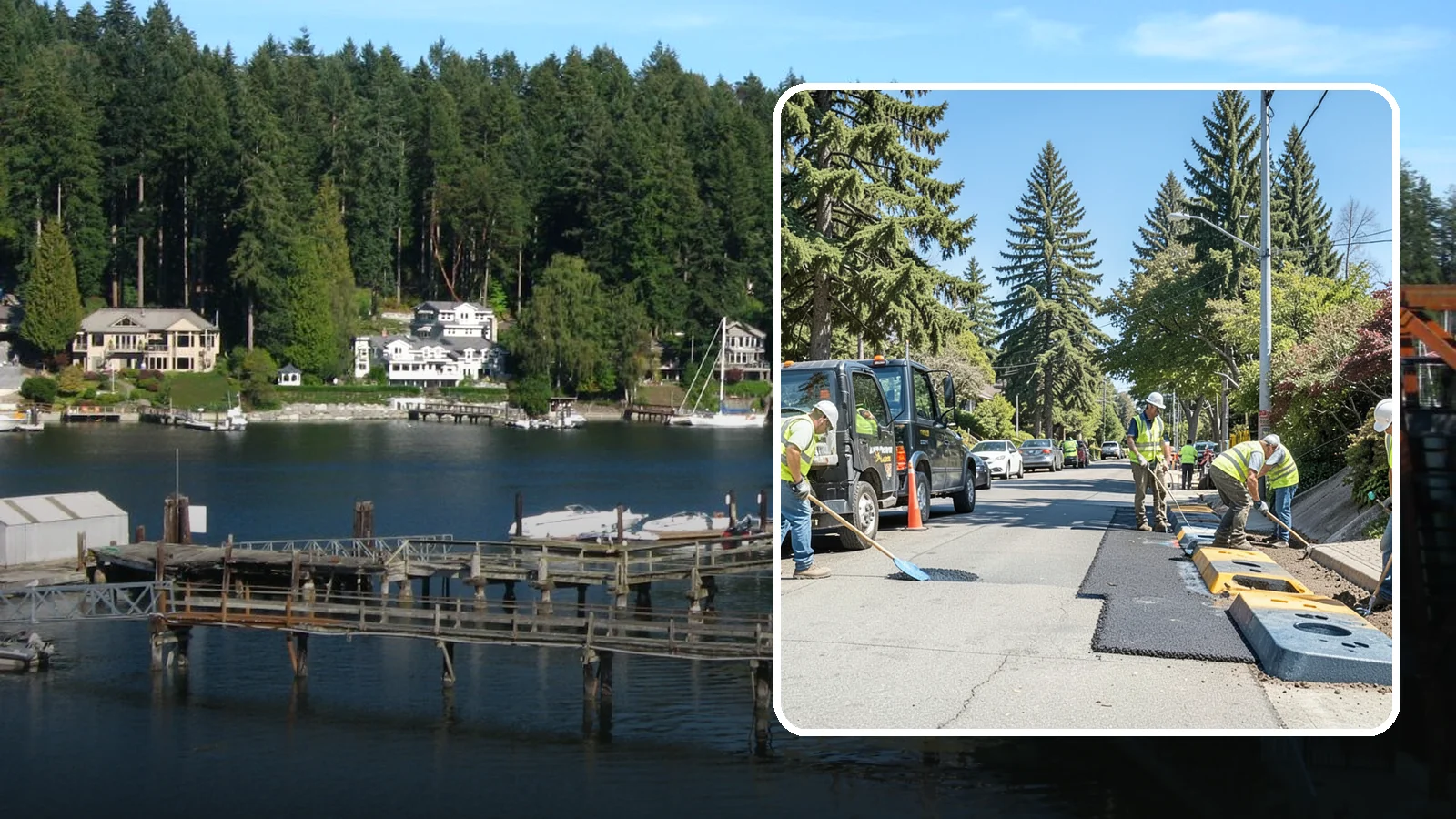 Speed Hump Construction in Gig Harbor, Pierce County, WA - Asphalt speed humps and tables that calm traffic on residential streets and through park zones.