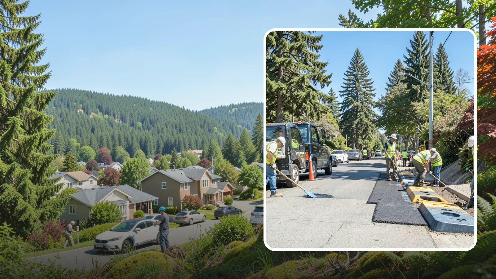 Speed Hump Construction in Index, Snohomish County, WA - Asphalt speed humps and tables that calm traffic on residential streets and through park zones.