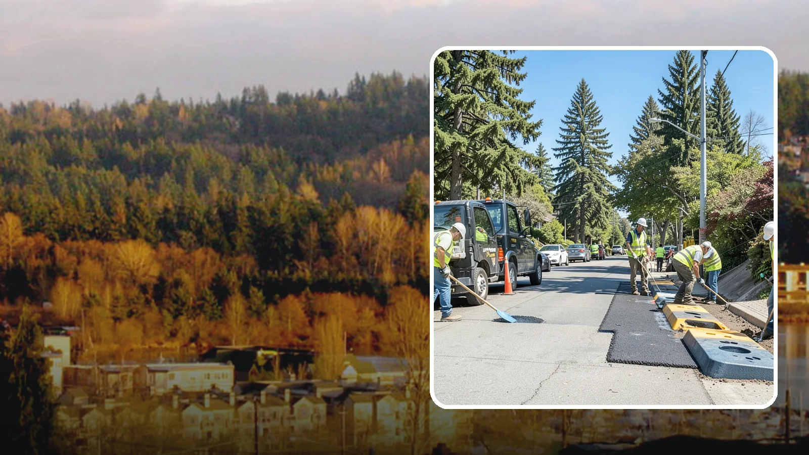 Speed Hump Construction in Kenmore, King County, WA - Asphalt speed humps and tables that calm traffic on residential streets and through park zones.
