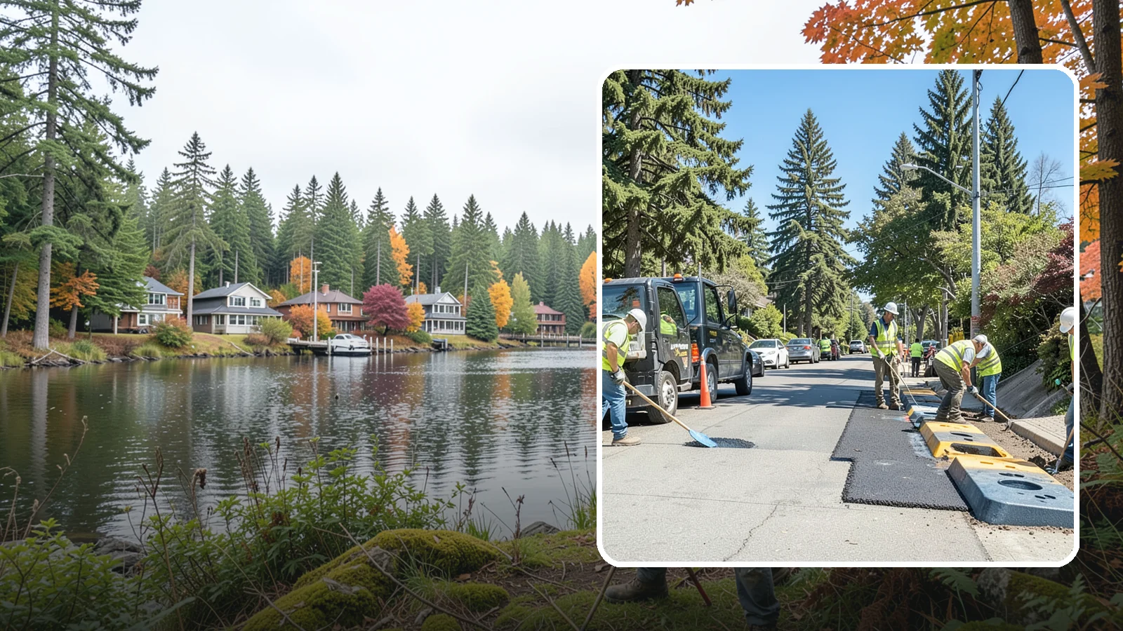 Speed Hump Construction in La Conner, Skagit County, WA - Asphalt speed humps and tables that calm traffic on residential streets and through park zones.
