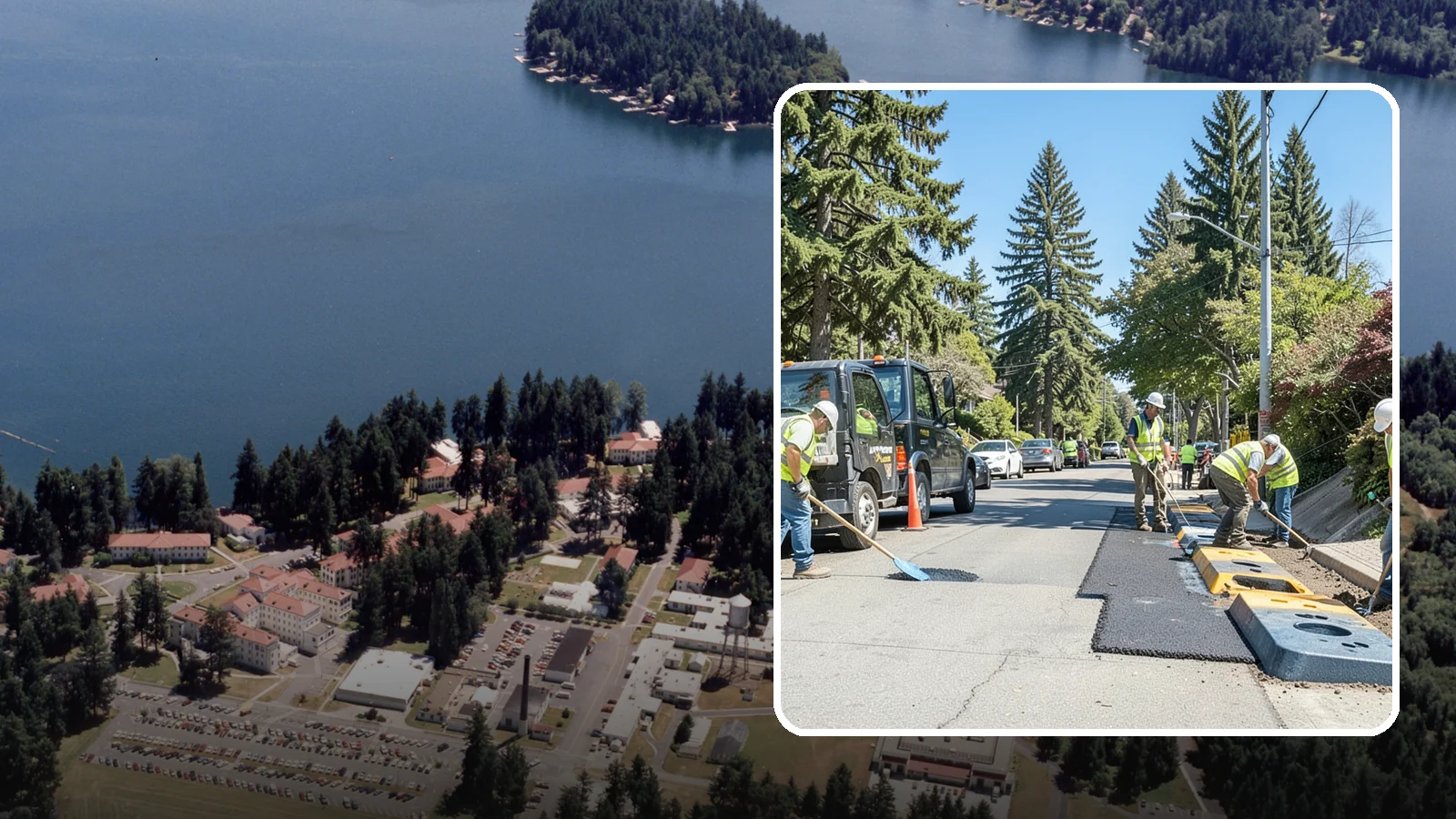Speed Hump Construction in Lakewood, Pierce County, WA - Asphalt speed humps and tables that calm traffic on residential streets and through park zones.
