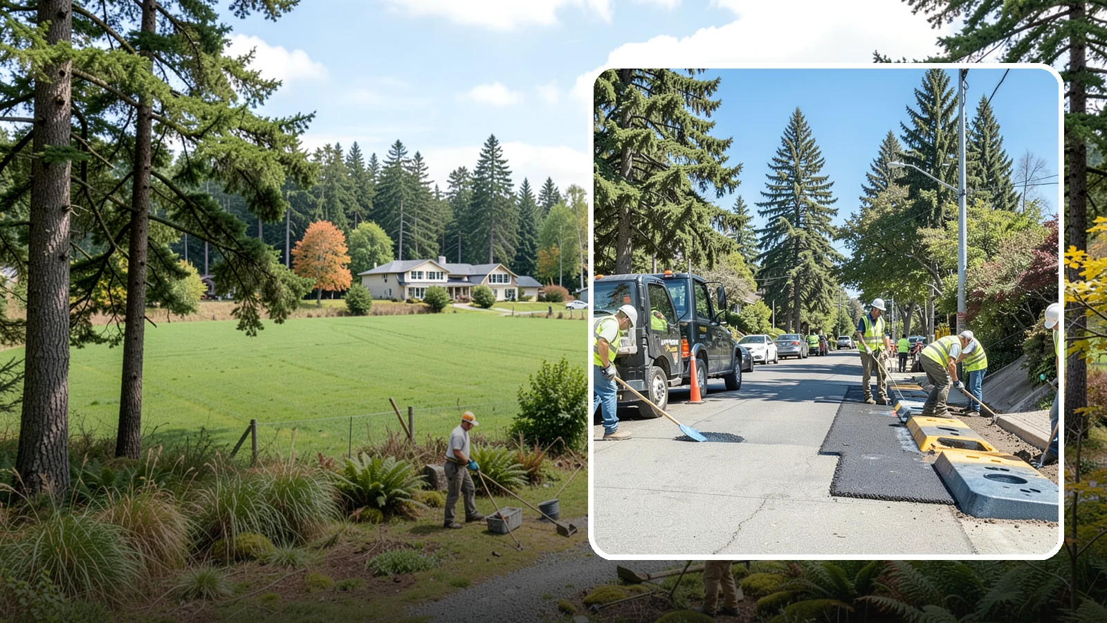 Speed Hump Construction in Lyman, Skagit County, WA - Asphalt speed humps and tables that calm traffic on residential streets and through park zones.