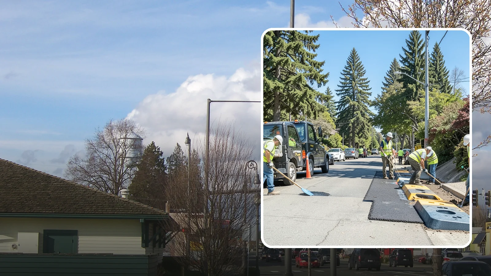 Speed Hump Construction in Marysville, Snohomish County, WA - Asphalt speed humps and tables that calm traffic on residential streets and through park zones.