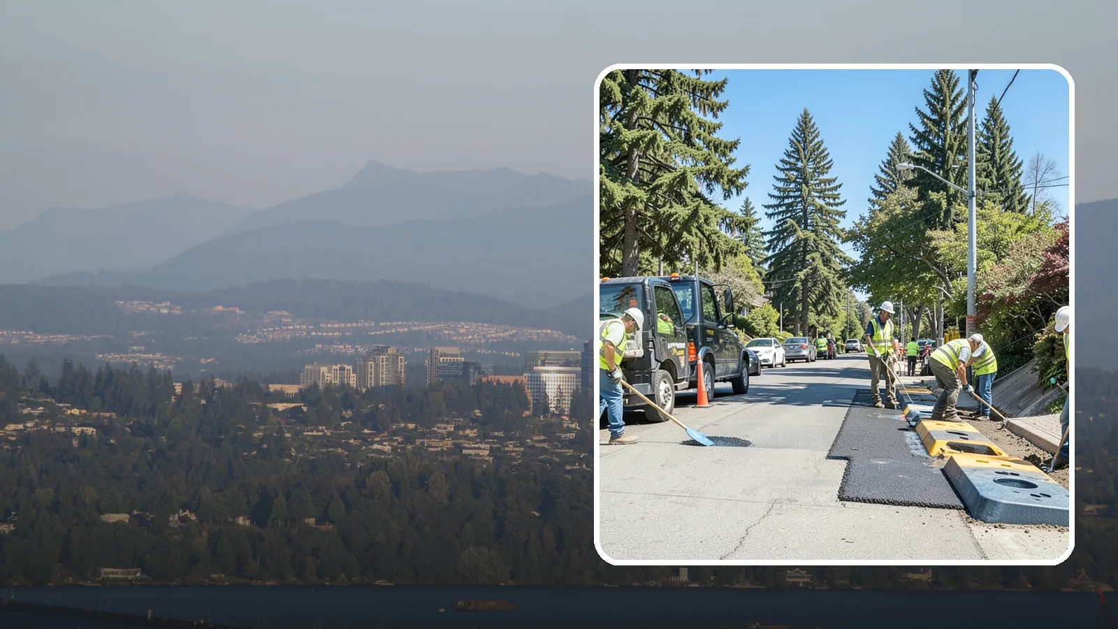 Speed Hump Construction in Medina, King County, WA - Asphalt speed humps and tables that calm traffic on residential streets and through park zones.
