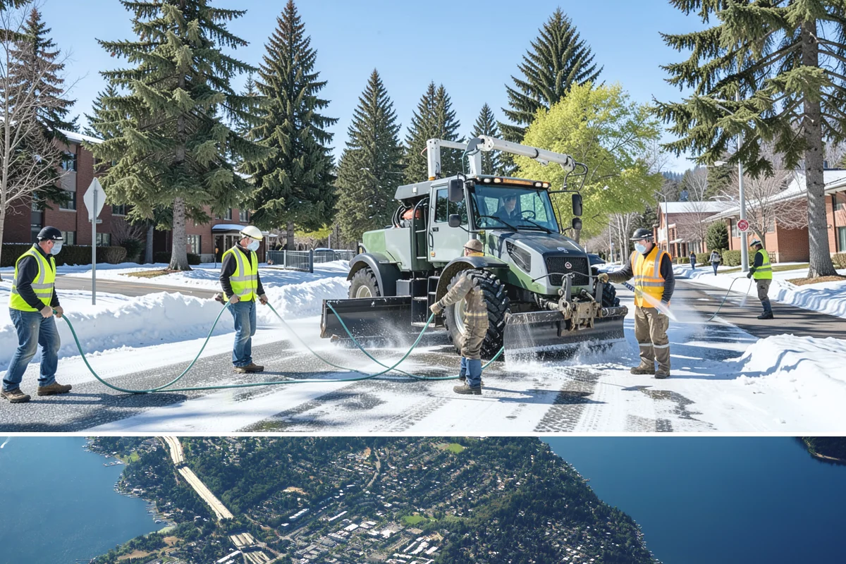 Speed Hump Construction in Mercer Island, King County, WA - Speed humps are placed in warm, dry weather so the asphalt compacts to the precise profile that calming performance depends on.