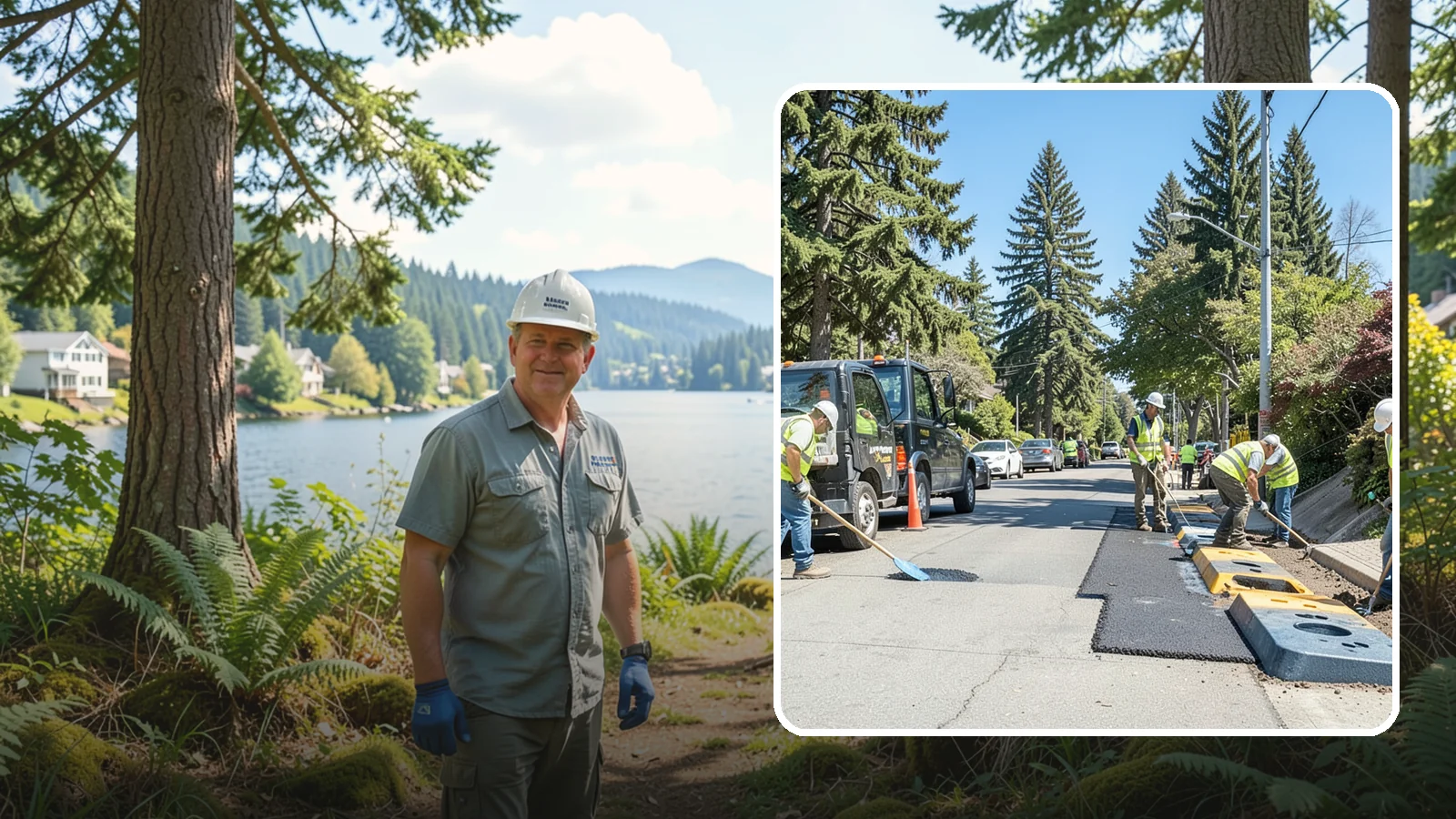 Speed Hump Construction in Milton, King County, WA - Asphalt speed humps and tables that calm traffic on residential streets and through park zones.