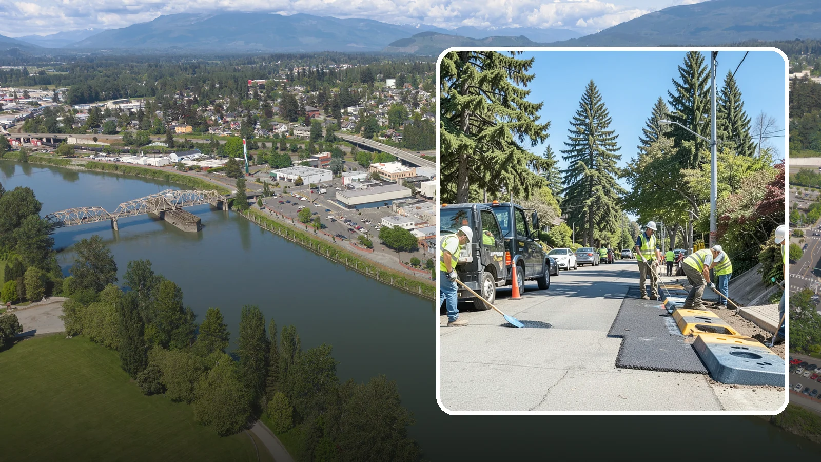 Speed Hump Construction in Mount Vernon, Skagit County, WA - Asphalt speed humps and tables that calm traffic on residential streets and through park zones.