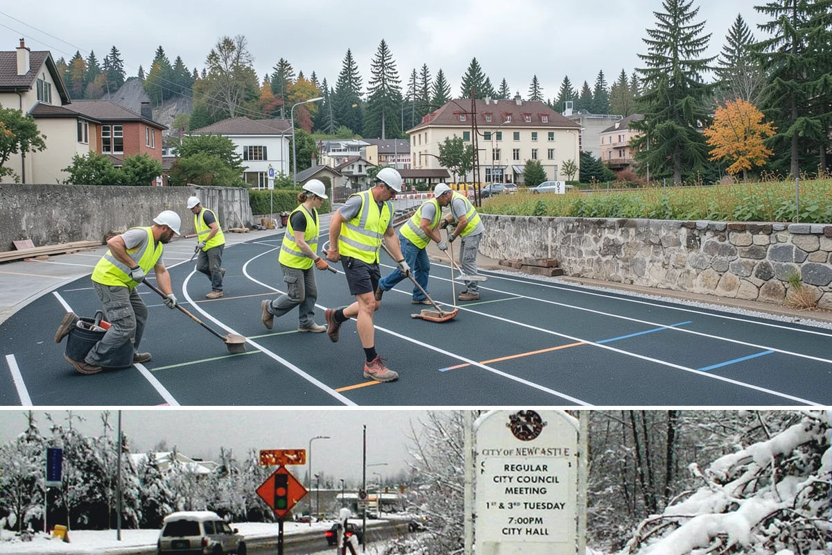 Speed Hump Construction in Newcastle, King County, WA - Speed humps are placed in warm, dry weather so the asphalt compacts to the precise profile that calming performance depends on.