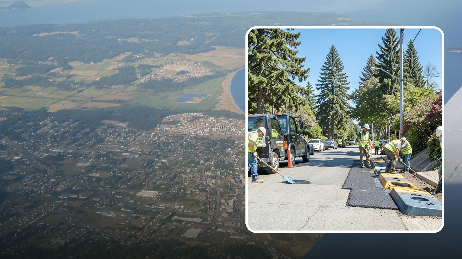 Speed Hump Construction in Oak Harbor, Island County, WA - Asphalt speed humps and tables that calm traffic on residential streets and through park zones.