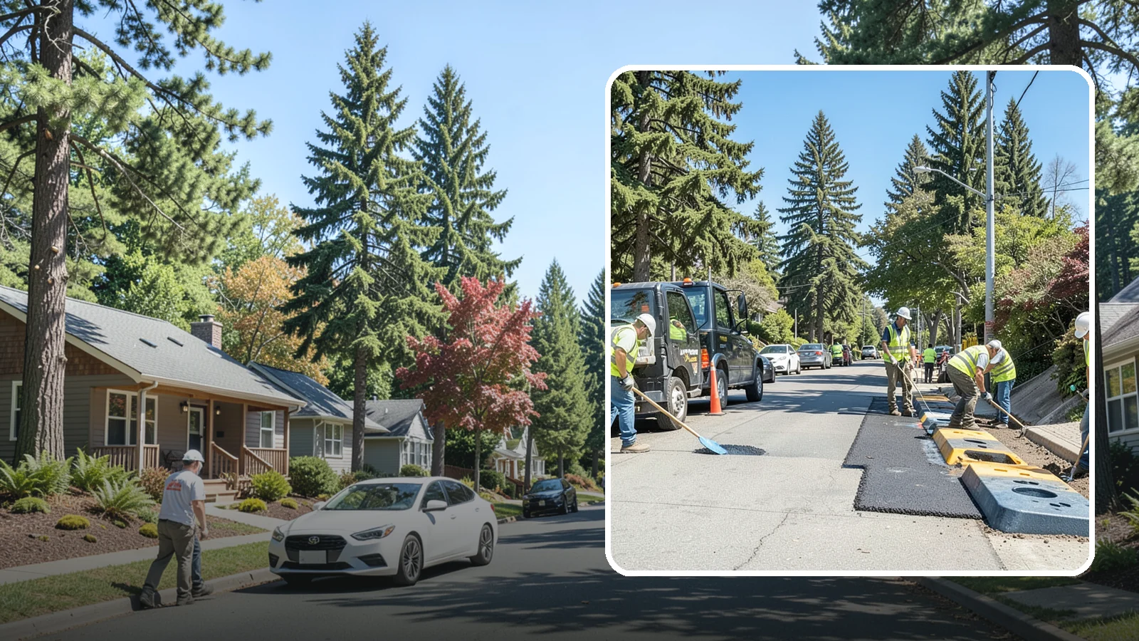 Speed Hump Construction in Orting, Pierce County, WA - Asphalt speed humps and tables that calm traffic on residential streets and through park zones.