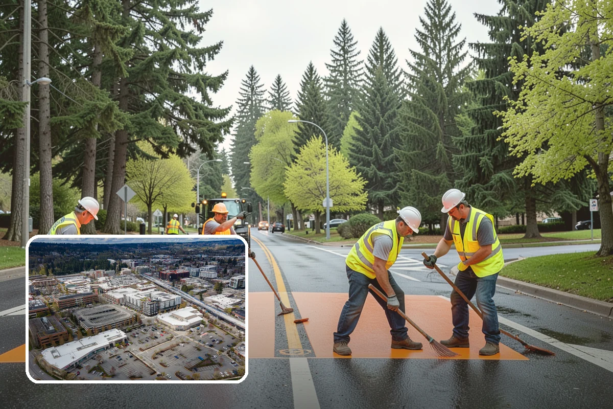 Speed Hump Construction in Redmond, King County, WA - Reduces vehicle speeds in sensitive corridors
