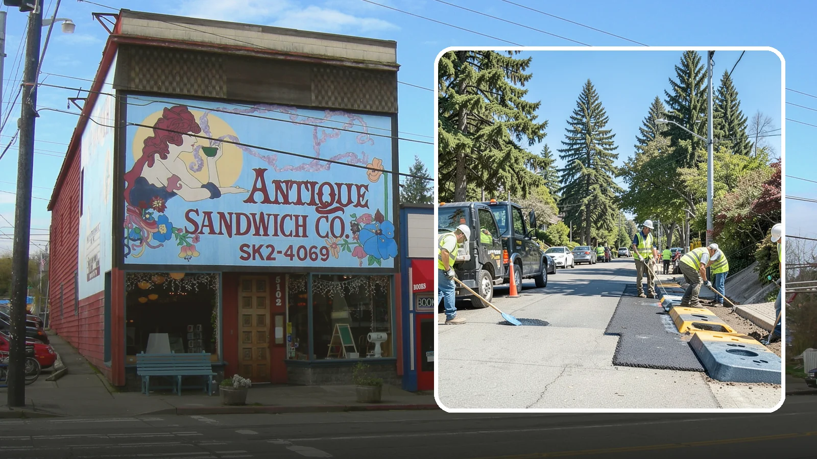 Speed Hump Construction in Ruston, Pierce County, WA - Asphalt speed humps and tables that calm traffic on residential streets and through park zones.