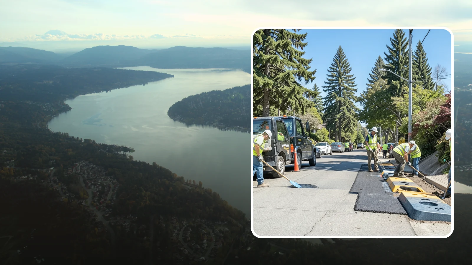 Speed Hump Construction in Sammamish, King County, WA - Asphalt speed humps and tables that calm traffic on residential streets and through park zones.