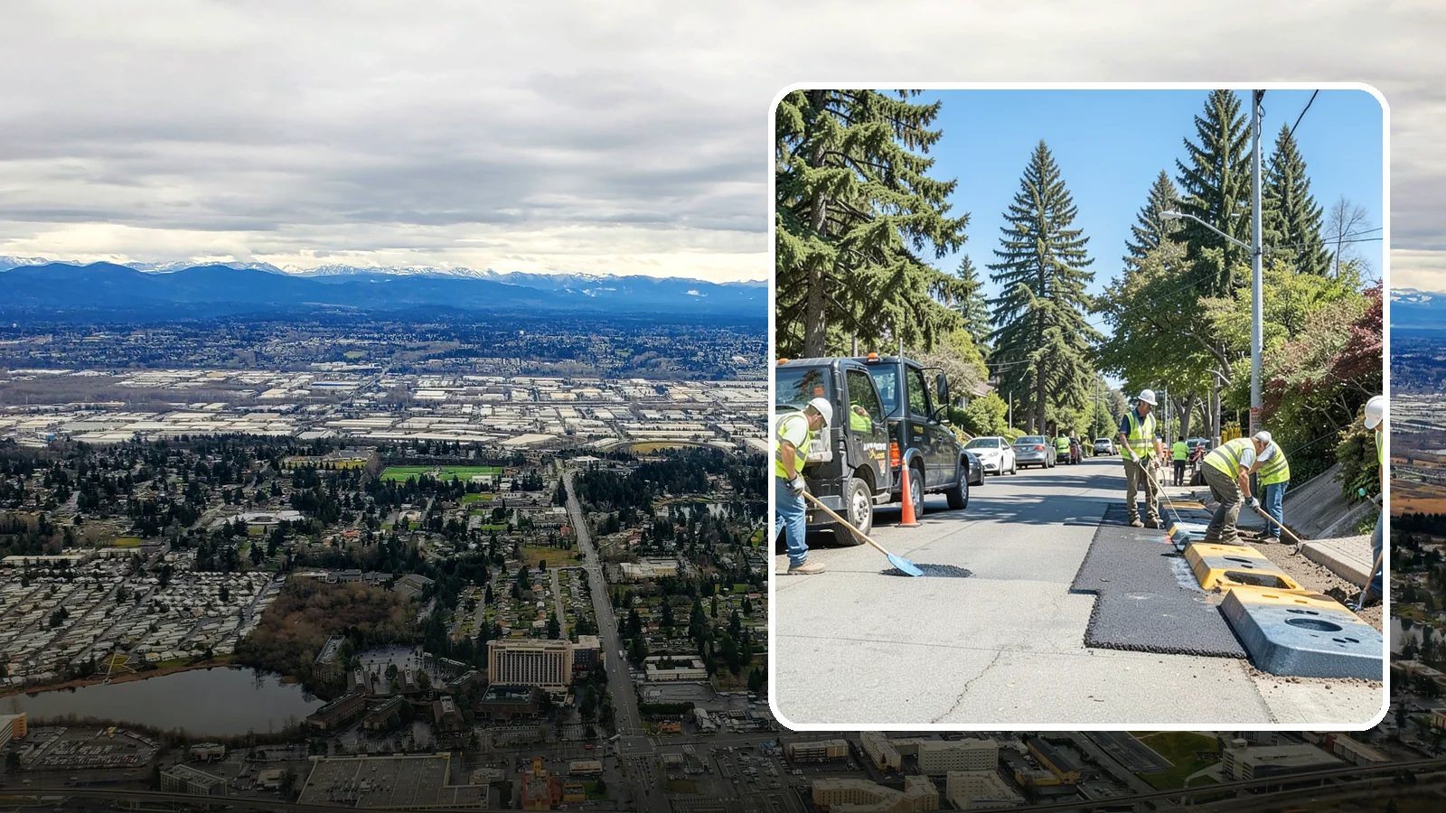 Speed Hump Construction in SeaTac, King County, WA - Asphalt speed humps and tables that calm traffic on residential streets and through park zones.