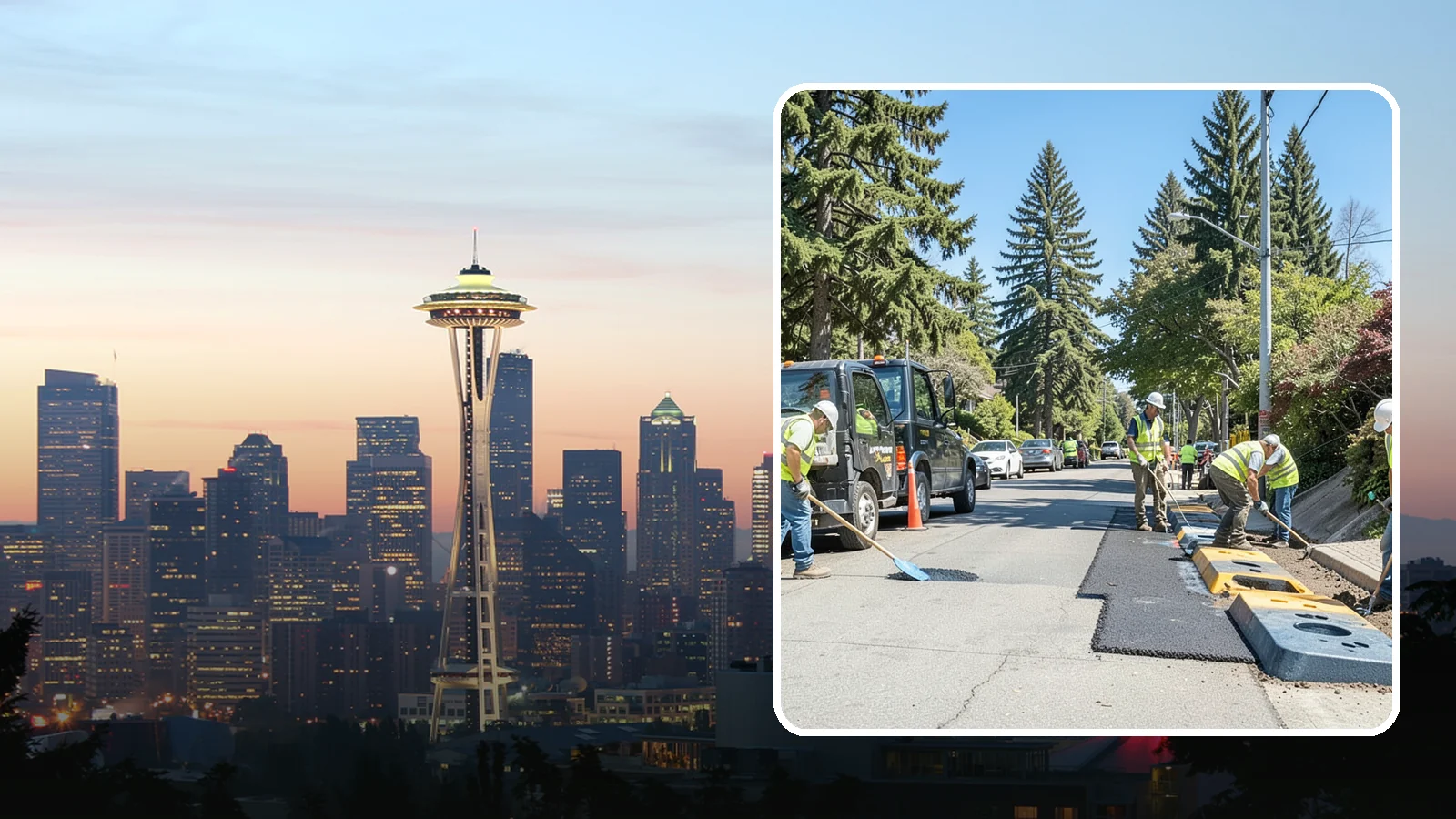 Speed Hump Construction in Seattle, King County, WA - Asphalt speed humps and tables that calm traffic on residential streets and through park zones.