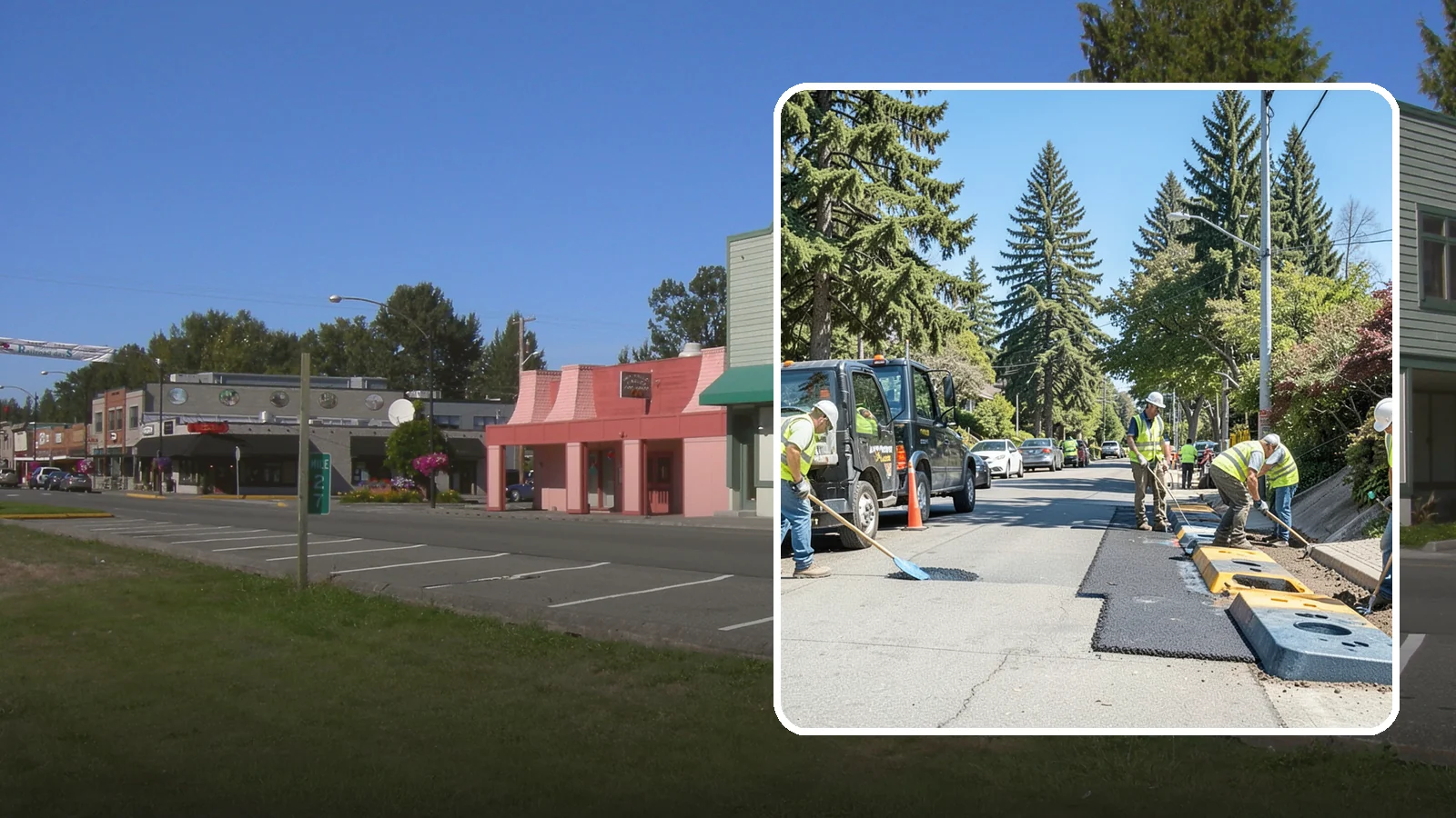 Speed Hump Construction in Snoqualmie, King County, WA - Asphalt speed humps and tables that calm traffic on residential streets and through park zones.