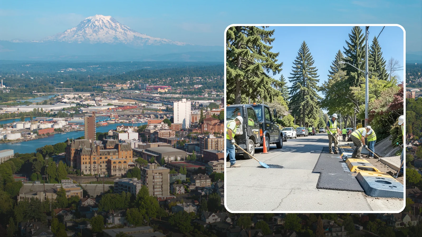 Speed Hump Construction in Tacoma, Pierce County, WA - Asphalt speed humps and tables that calm traffic on residential streets and through park zones.