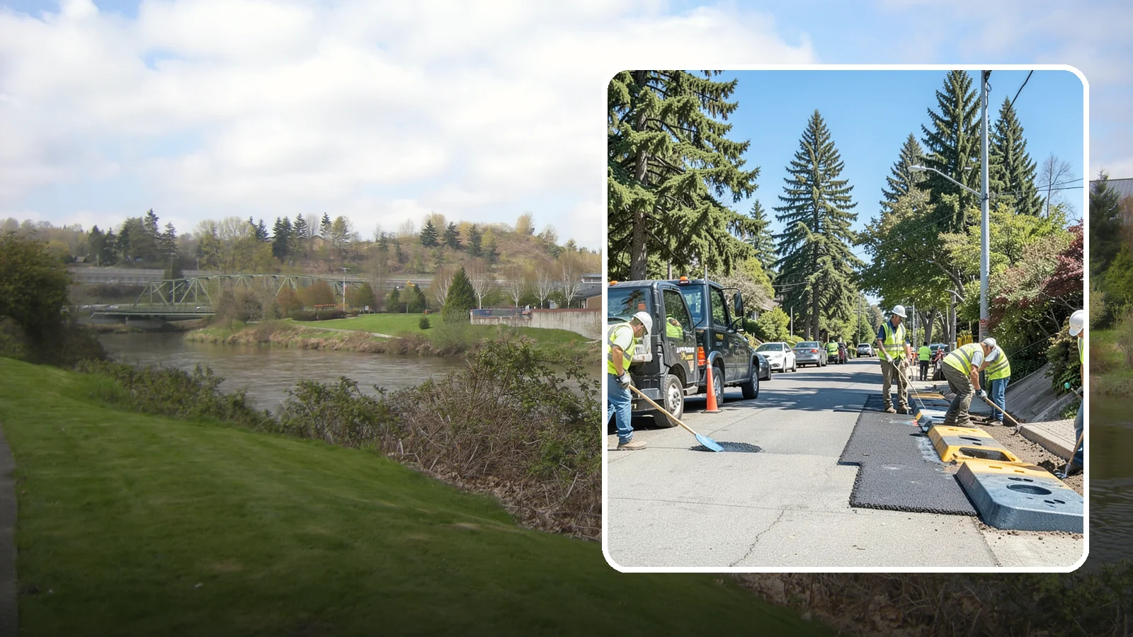 Speed Hump Construction in Tukwila, King County, WA - Asphalt speed humps and tables that calm traffic on residential streets and through park zones.