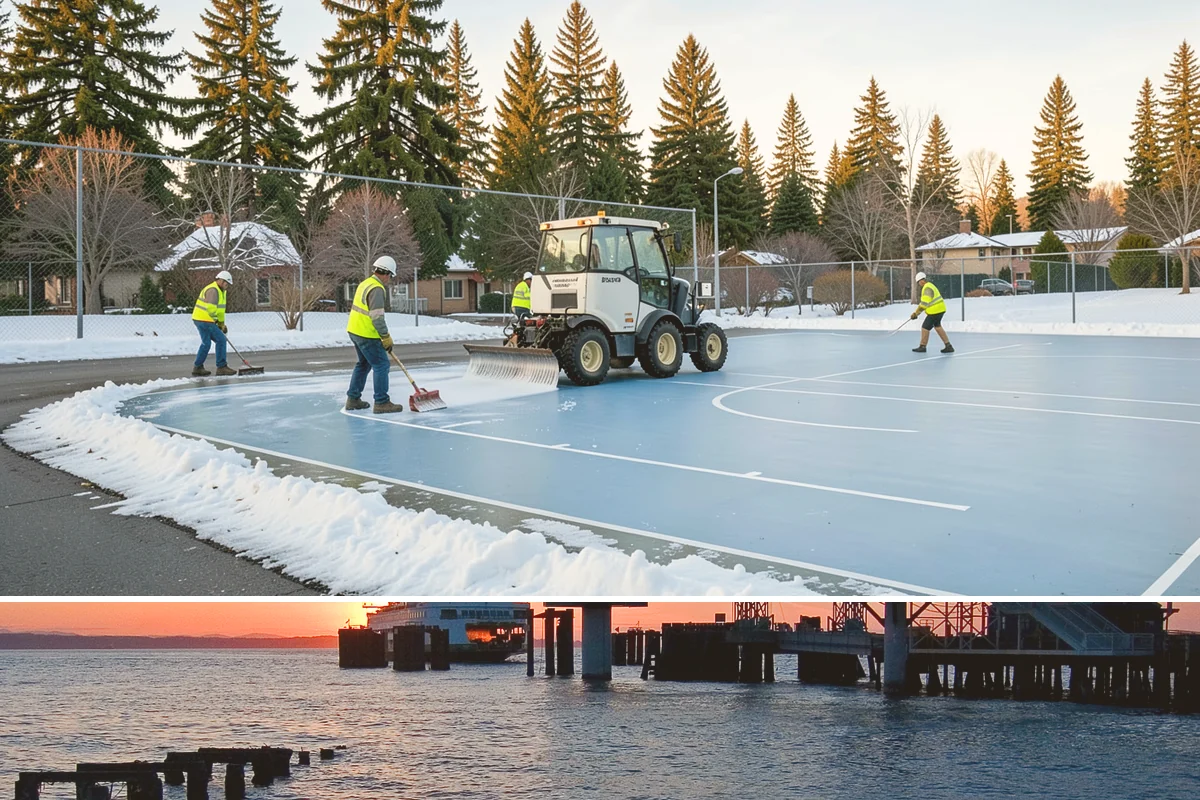 Splash Pad Maintenance in Edmonds, Snohomish County, WA - Startup cleaning occurs in late spring before opening, with recurring service through summer and winterization in fall.