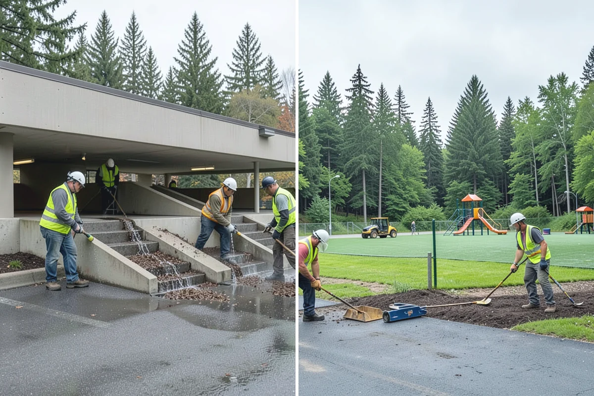 Splash Pad Maintenance in Woodinville, King County, WA - Inspect deck, nozzles, drains, and slip resistance
