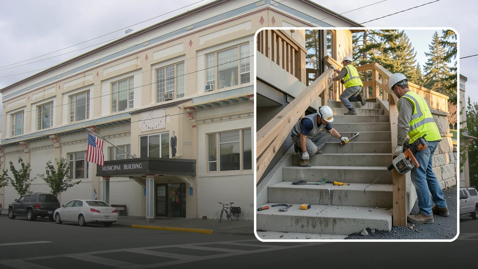 Stair Repairs in Anacortes, Skagit County, WA - We repair public concrete, timber, and stone stairs to restore safe, uniform, code-compliant treads.