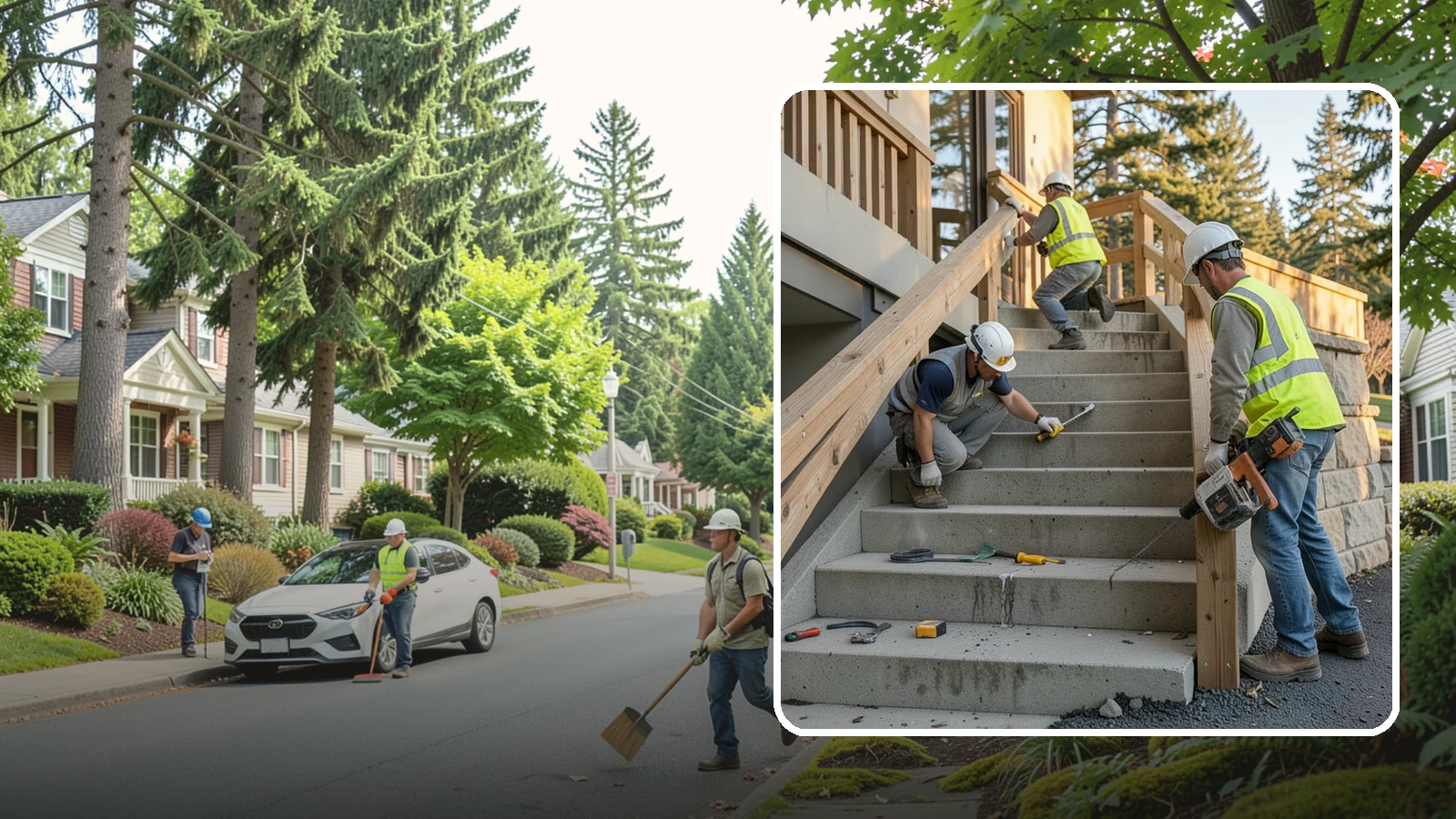 Stair Repairs in Beaux Arts Village, King County, WA - We repair public concrete, timber, and stone stairs to restore safe, uniform, code-compliant treads.