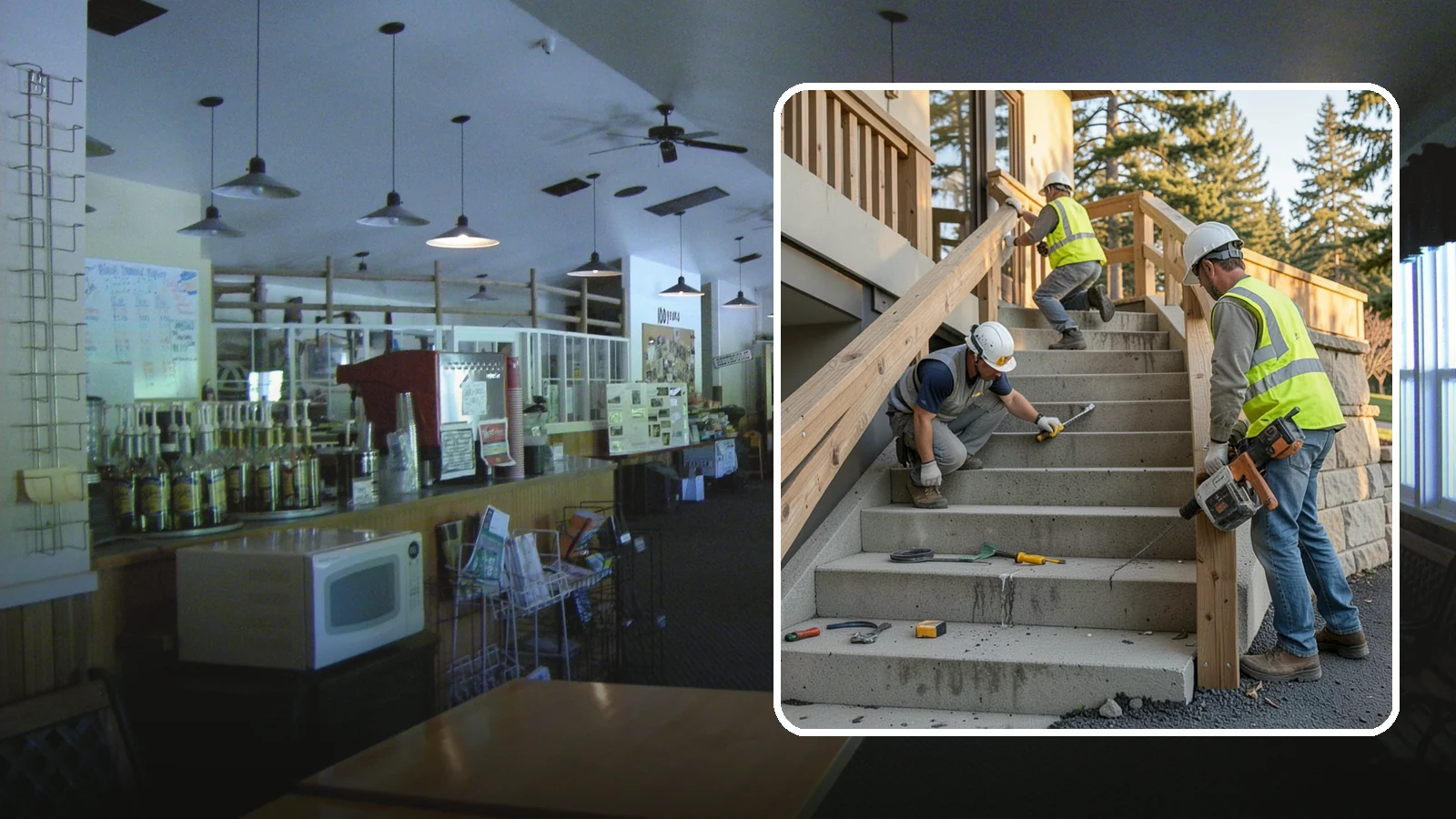 Stair Repairs in Black Diamond, King County, WA - We repair public concrete, timber, and stone stairs to restore safe, uniform, code-compliant treads.