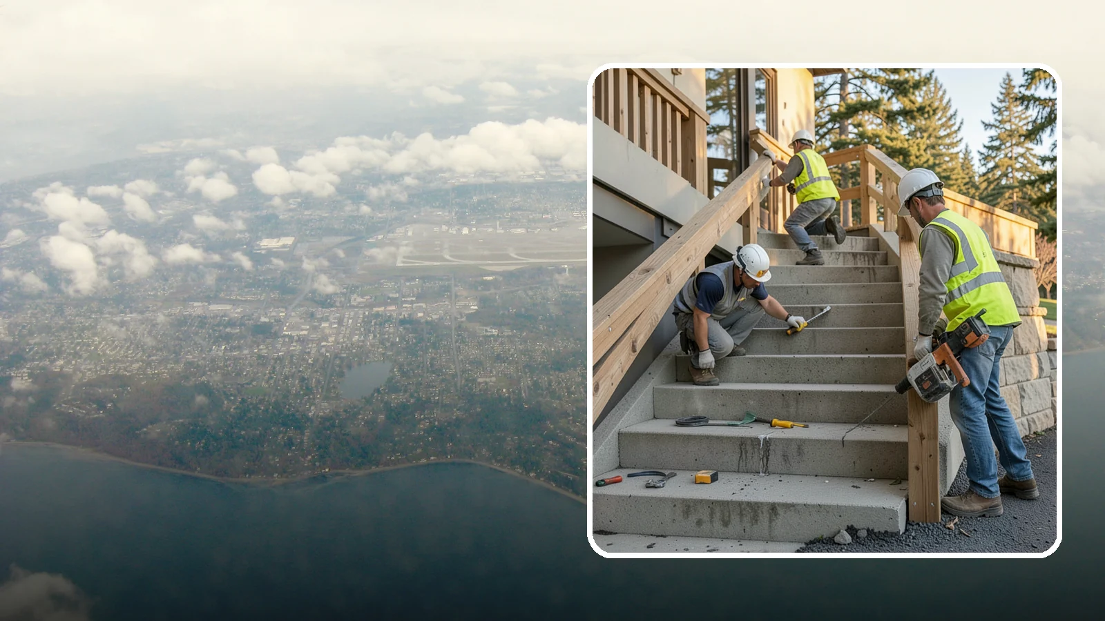 Stair Repairs in Burien, King County, WA - We repair public concrete, timber, and stone stairs to restore safe, uniform, code-compliant treads.