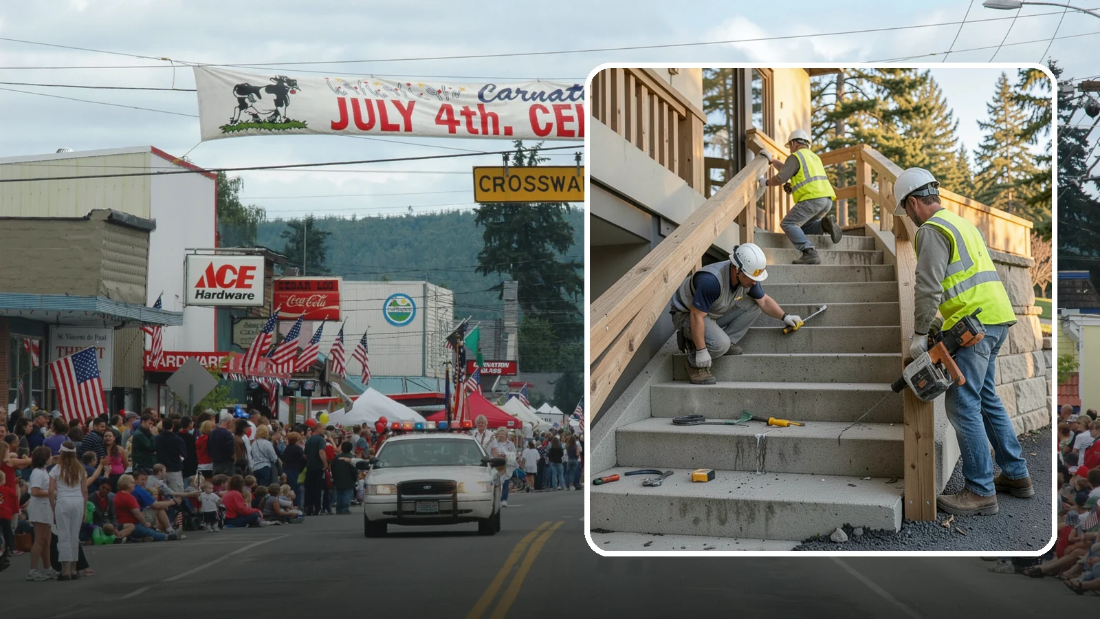 Stair Repairs in Carnation, King County, WA - We repair public concrete, timber, and stone stairs to restore safe, uniform, code-compliant treads.