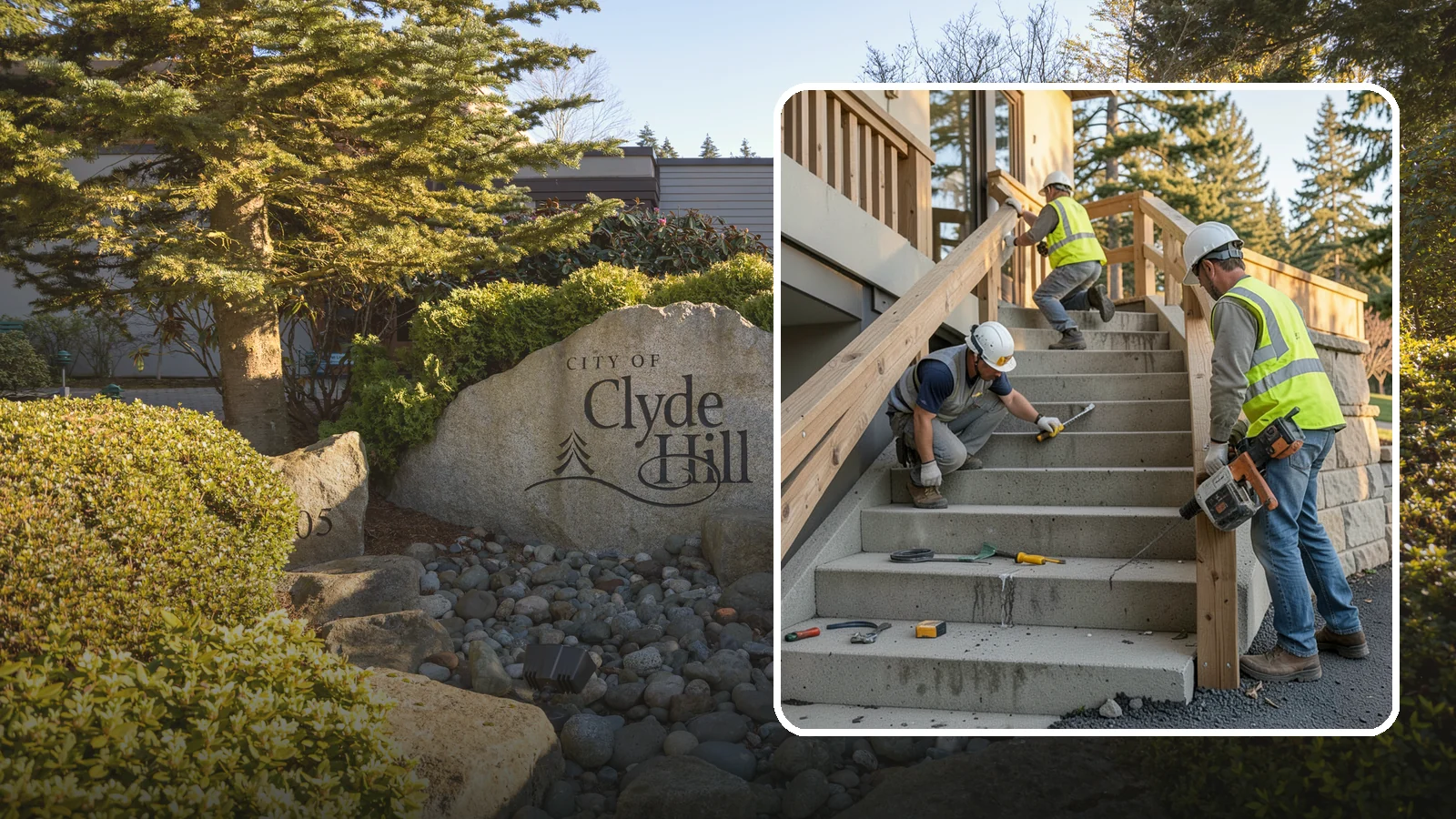 Stair Repairs in Clyde Hill, King County, WA - We repair public concrete, timber, and stone stairs to restore safe, uniform, code-compliant treads.
