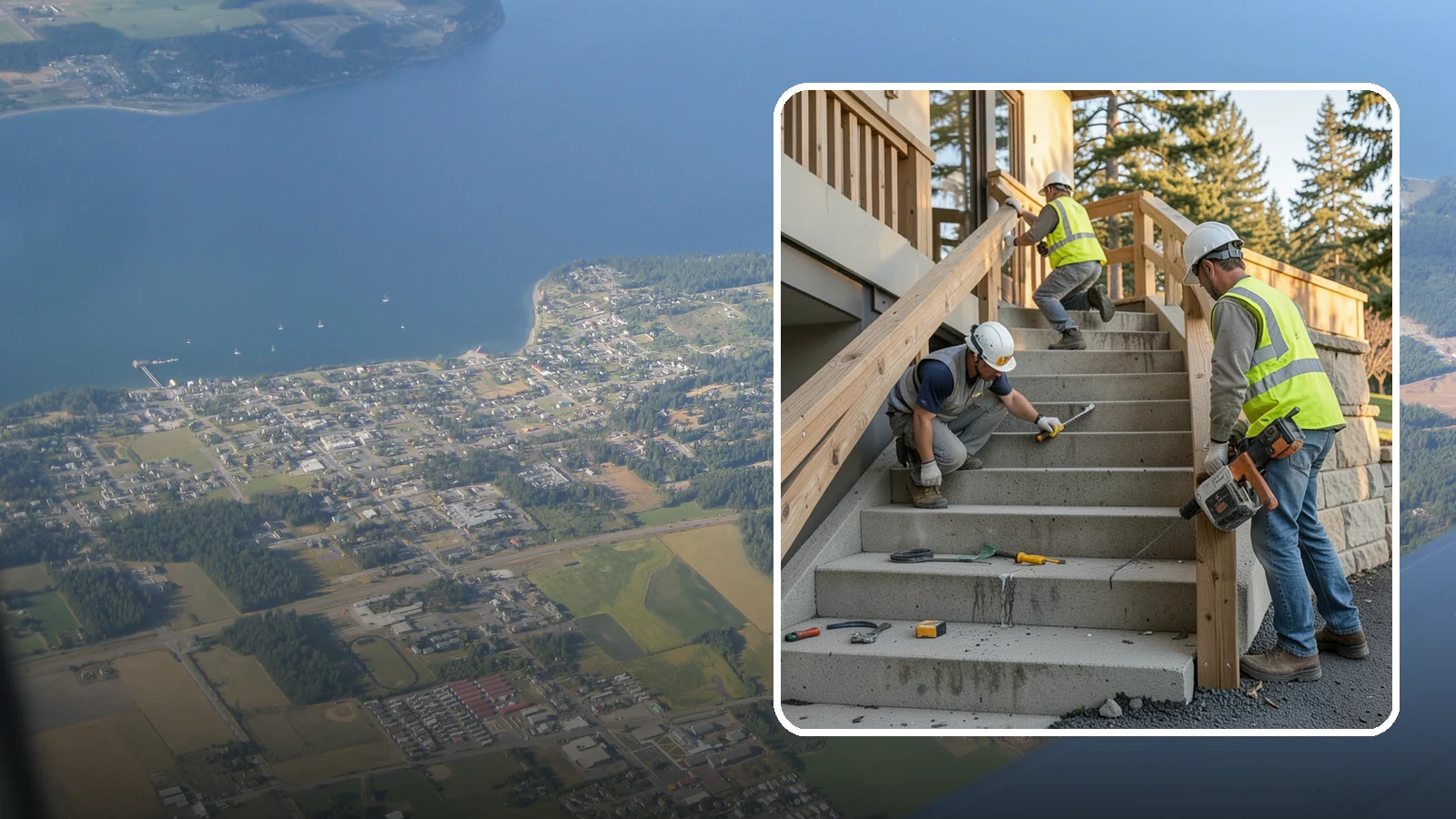 Stair Repairs in Coupeville, Island County, WA - We repair public concrete, timber, and stone stairs to restore safe, uniform, code-compliant treads.