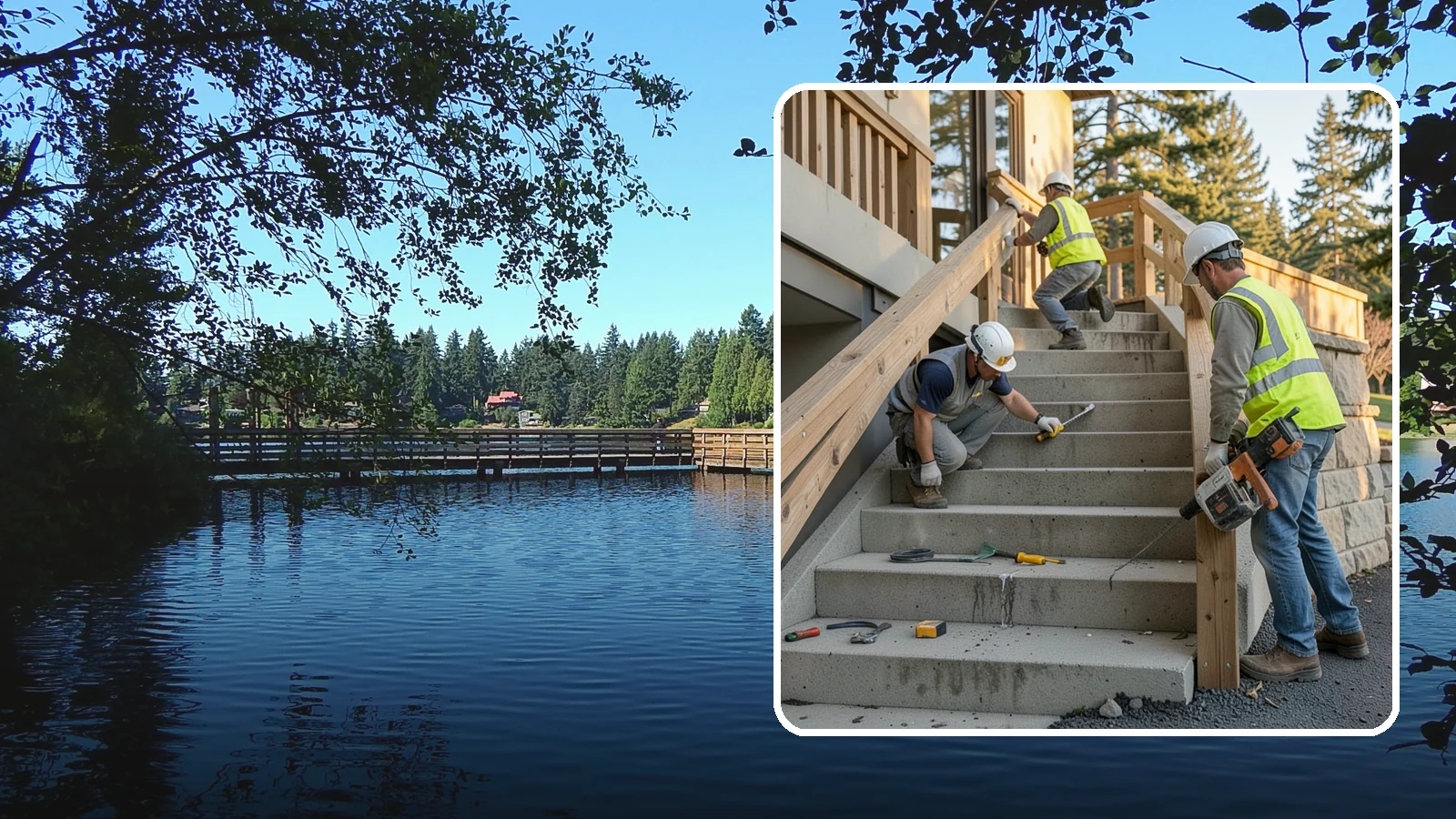 Stair Repairs in Federal Way, King County, WA - We repair public concrete, timber, and stone stairs to restore safe, uniform, code-compliant treads.