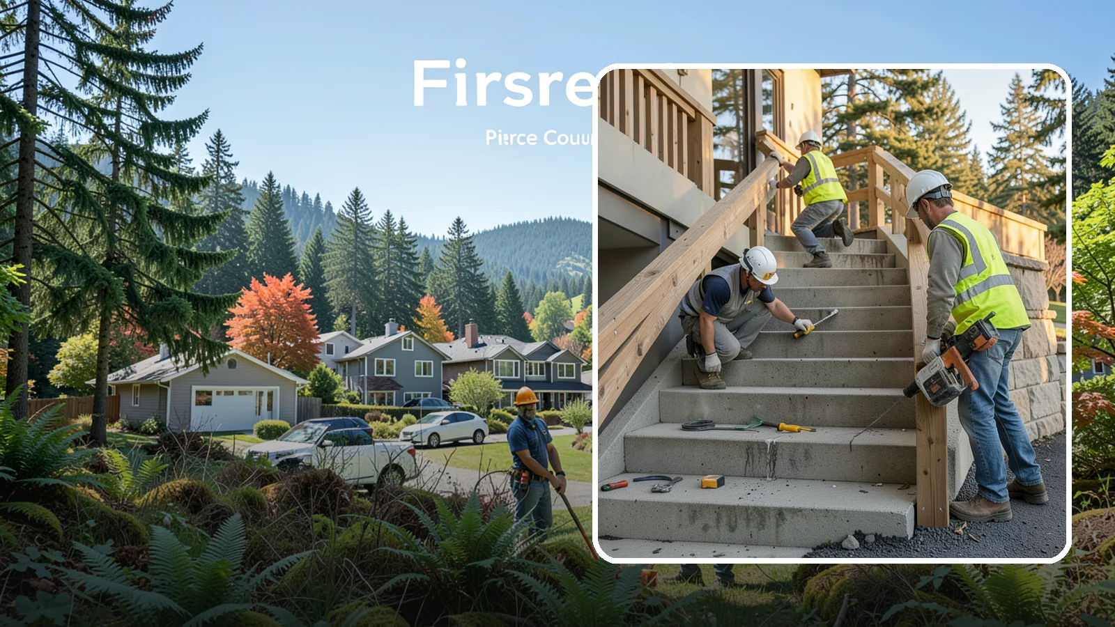 Stair Repairs in Fircrest, Pierce County, WA - We repair public concrete, timber, and stone stairs to restore safe, uniform, code-compliant treads.
