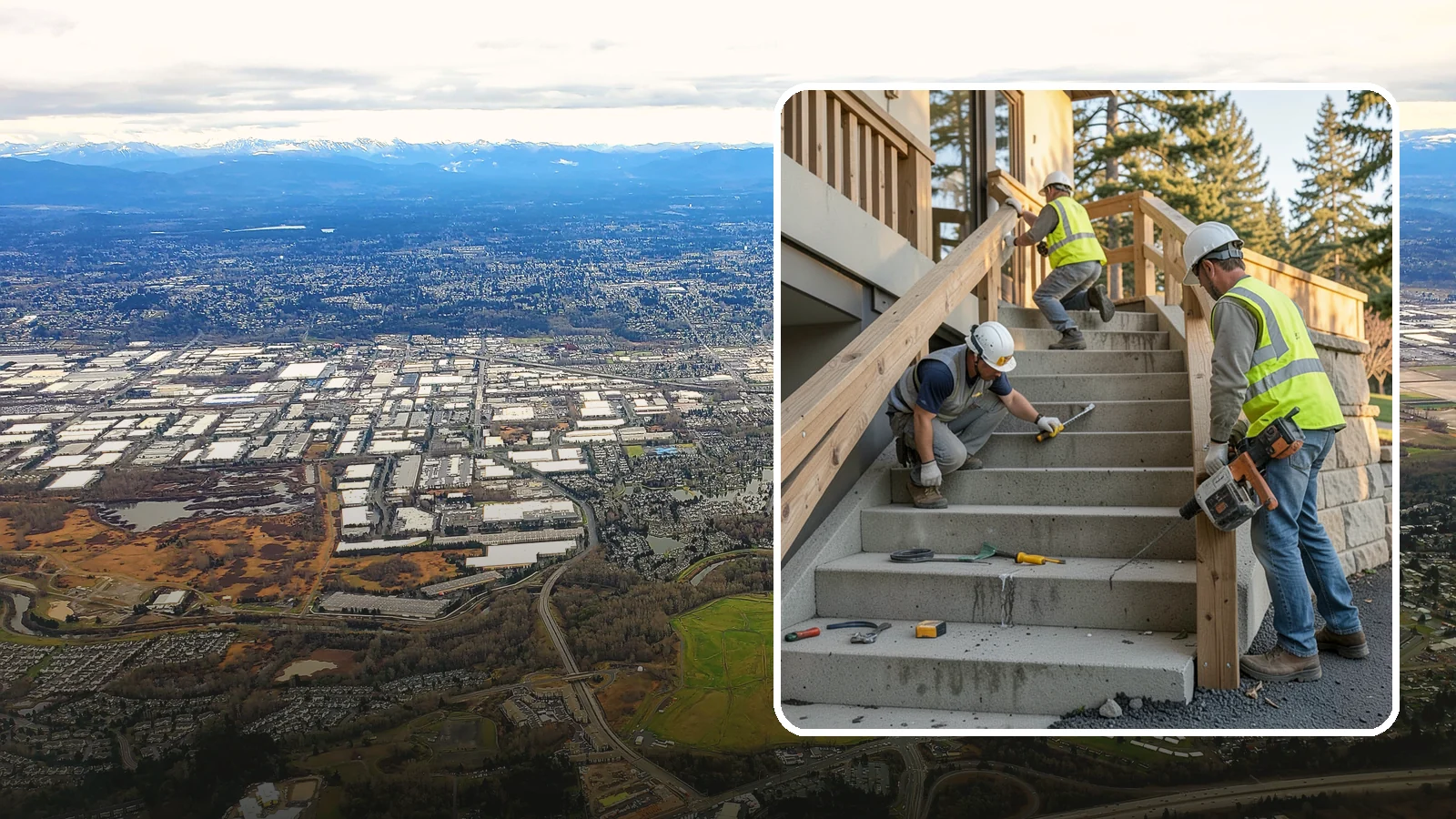Stair Repairs in Kent, King County, WA - We repair public concrete, timber, and stone stairs to restore safe, uniform, code-compliant treads.