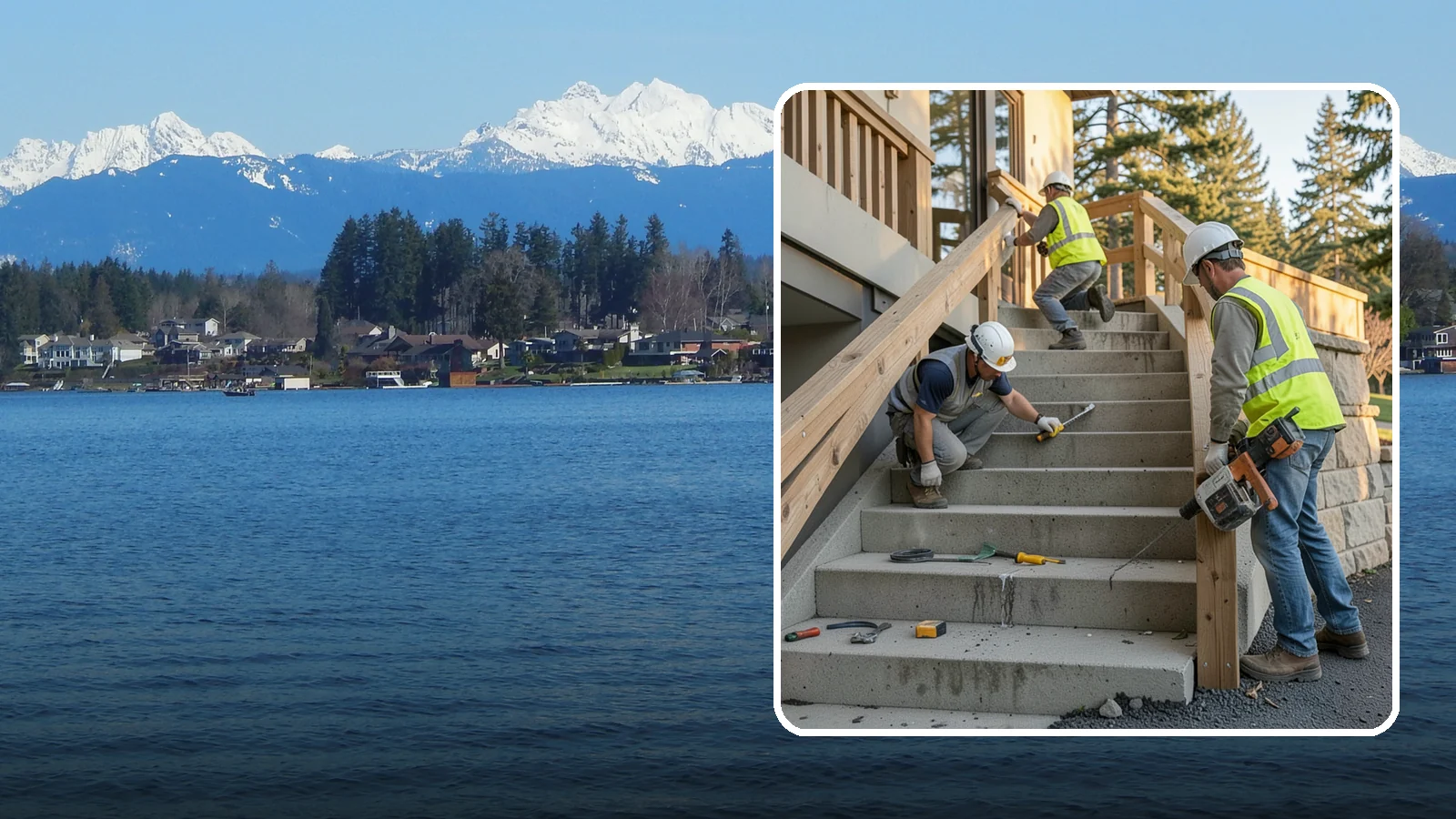 Stair Repairs in Lake Stevens, Snohomish County, WA - We repair public concrete, timber, and stone stairs to restore safe, uniform, code-compliant treads.