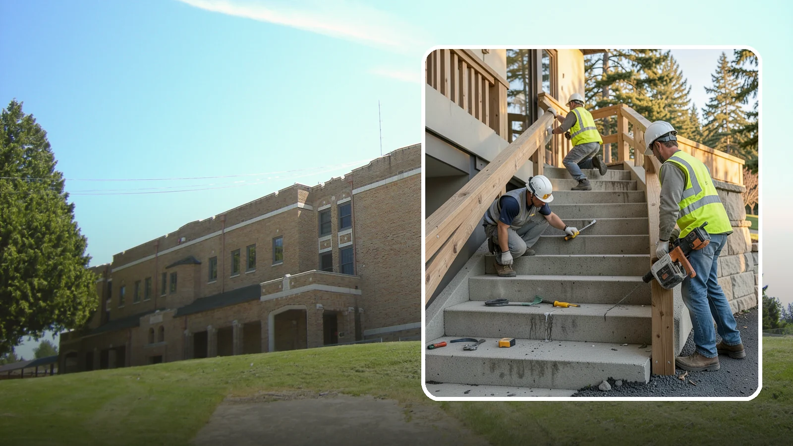 Stair Repairs in Maple Valley, King County, WA - We repair public concrete, timber, and stone stairs to restore safe, uniform, code-compliant treads.