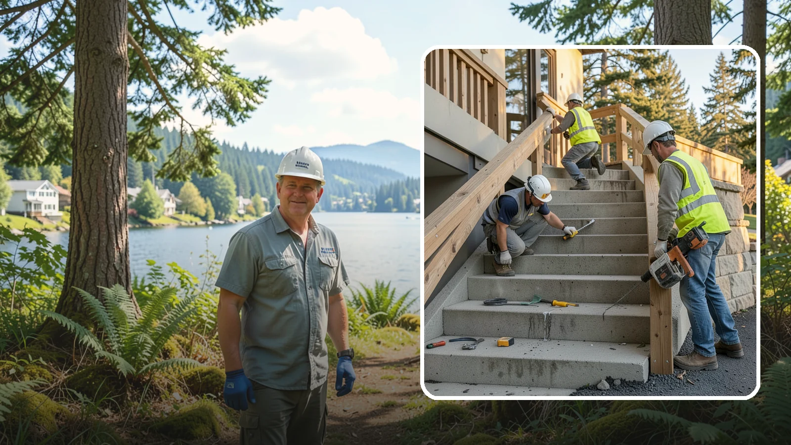 Stair Repairs in Milton, King County, WA - We repair public concrete, timber, and stone stairs to restore safe, uniform, code-compliant treads.