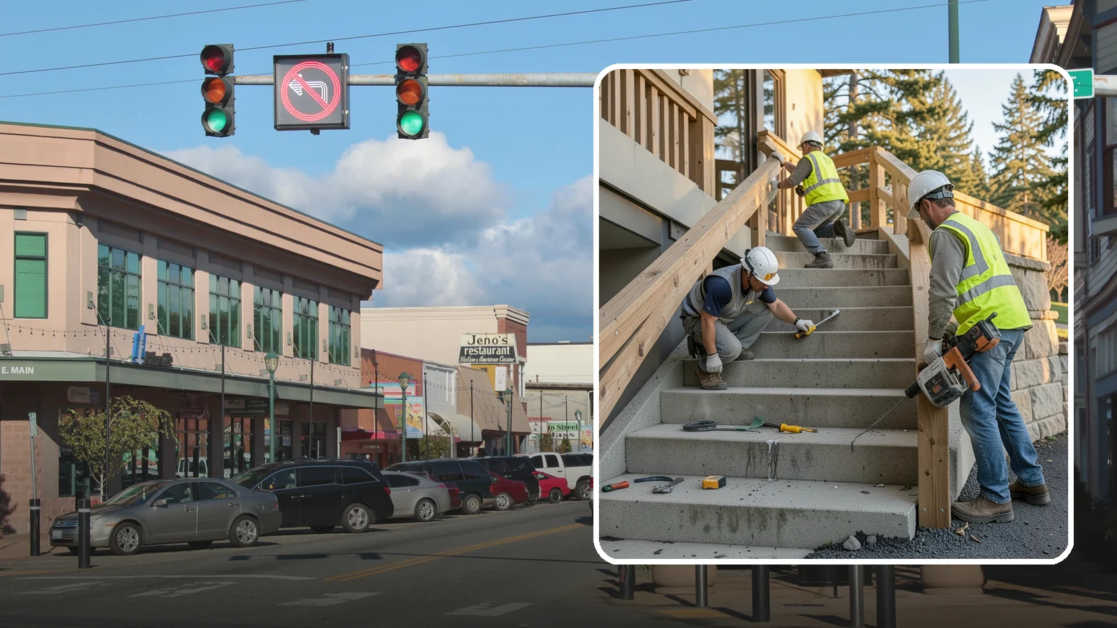 Stair Repairs in Monroe, Snohomish County, WA - We repair public concrete, timber, and stone stairs to restore safe, uniform, code-compliant treads.