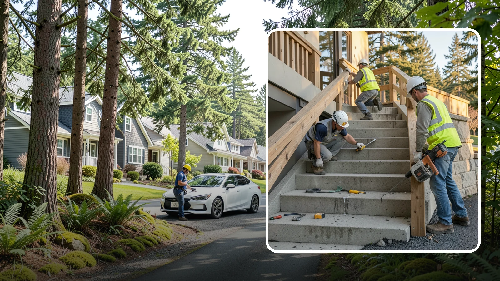 Stair Repairs in Normandy Park, King County, WA - We repair public concrete, timber, and stone stairs to restore safe, uniform, code-compliant treads.