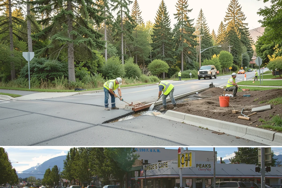 Stair Repairs in North Bend, King County, WA - Concrete and mortar stair repairs favor the drier season for proper curing, while timber repairs can proceed in most conditions.